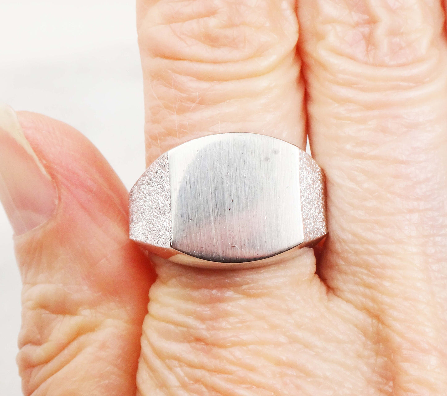 Vintage Sterling Silver Signet Ring ESPO Monogram Engravable Initial Ring - Size 9