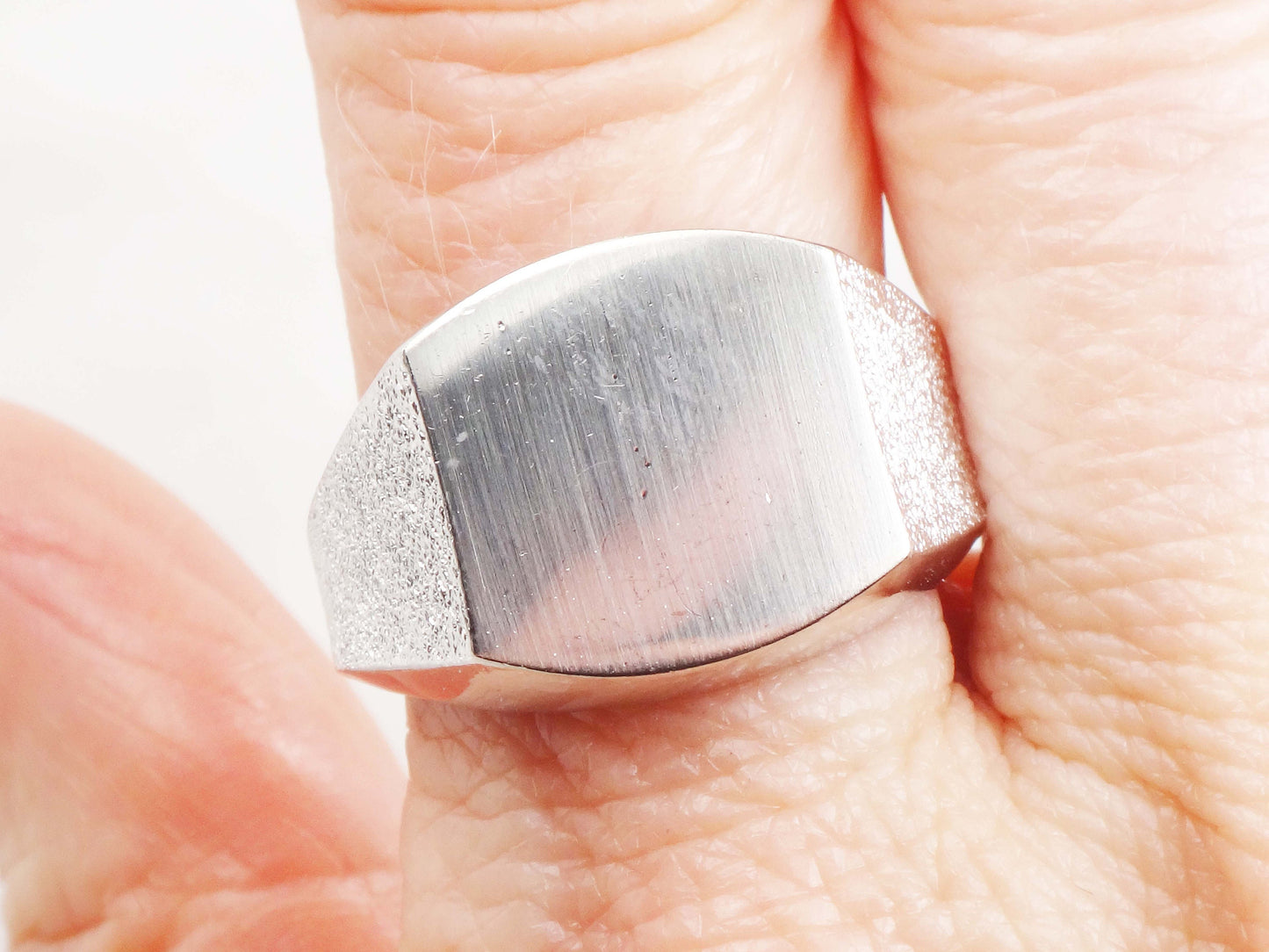Vintage Sterling Silver Signet Ring ESPO Monogram Engravable Initial Ring - Size 9