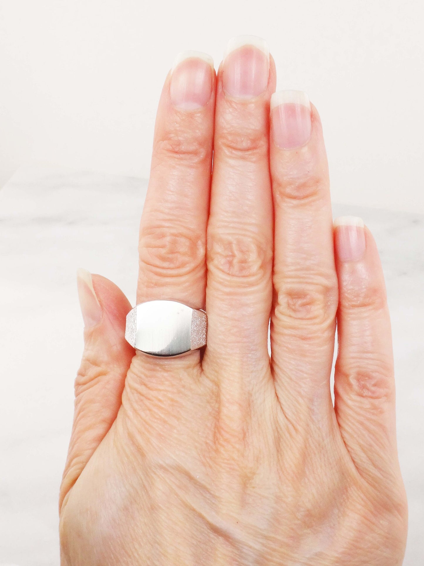 Vintage Sterling Silver Signet Ring ESPO Monogram Engravable Initial Ring - Size 9