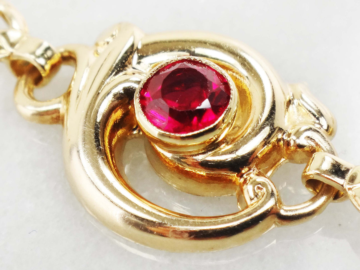 Vintage Esemco 10k Gold Ruby & Diamond Choker Necklace (15.25")