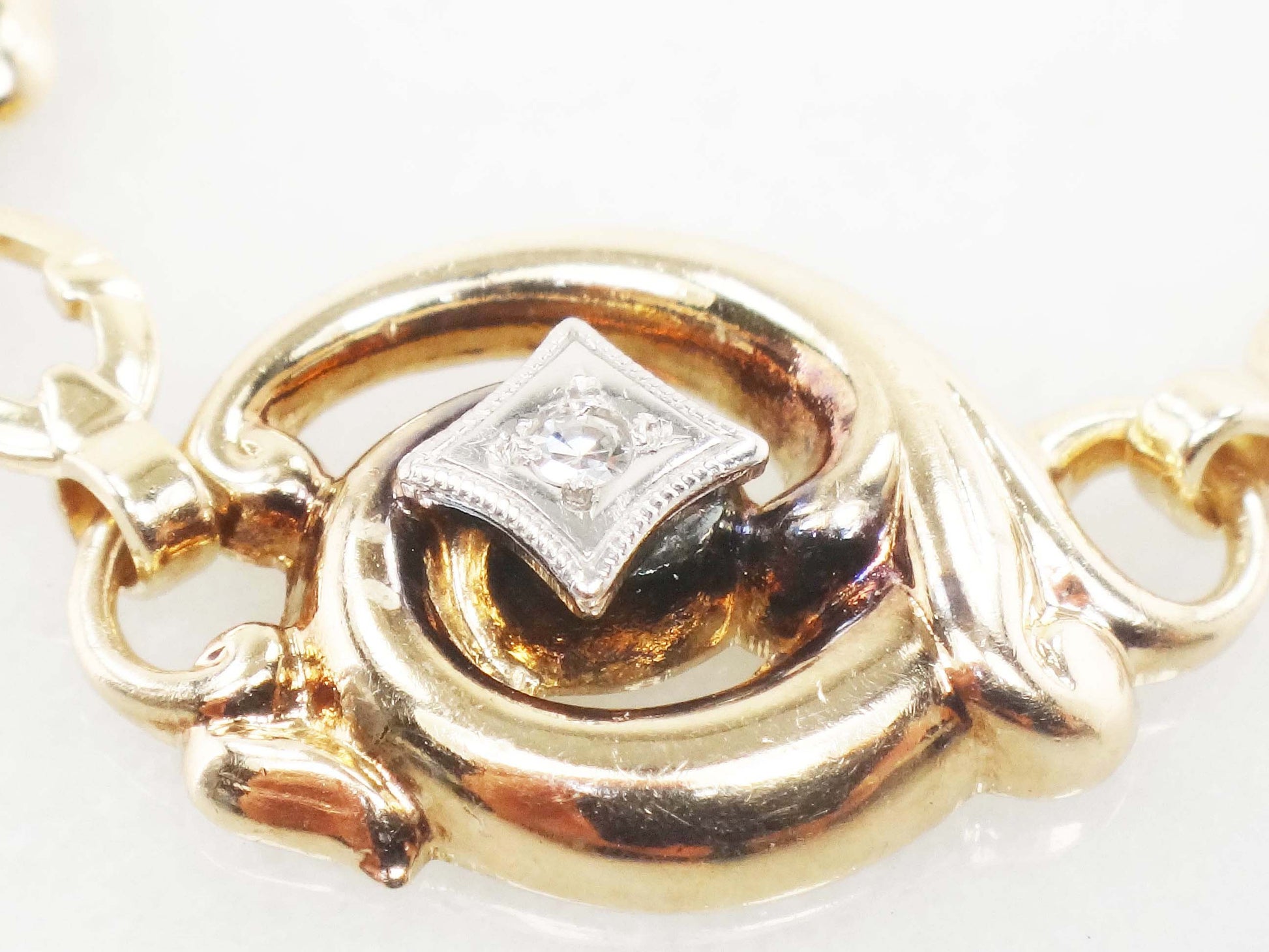 Vintage Esemco 10k Gold Ruby & Diamond Choker Necklace (15.25")