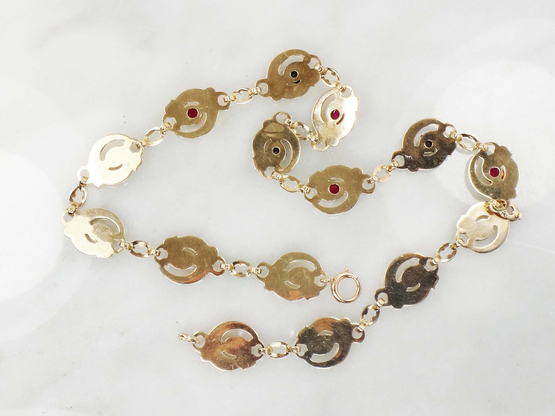 Vintage Esemco 10k Gold Ruby & Diamond Choker Necklace (15.25")