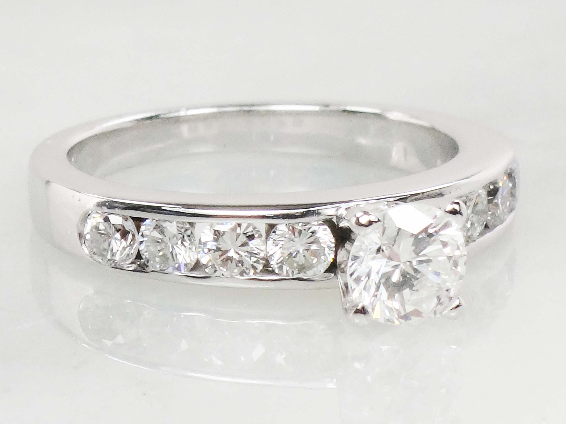 Vintage 14k White Gold Diamond Engagement Ring: .43 Carat GIA Certified