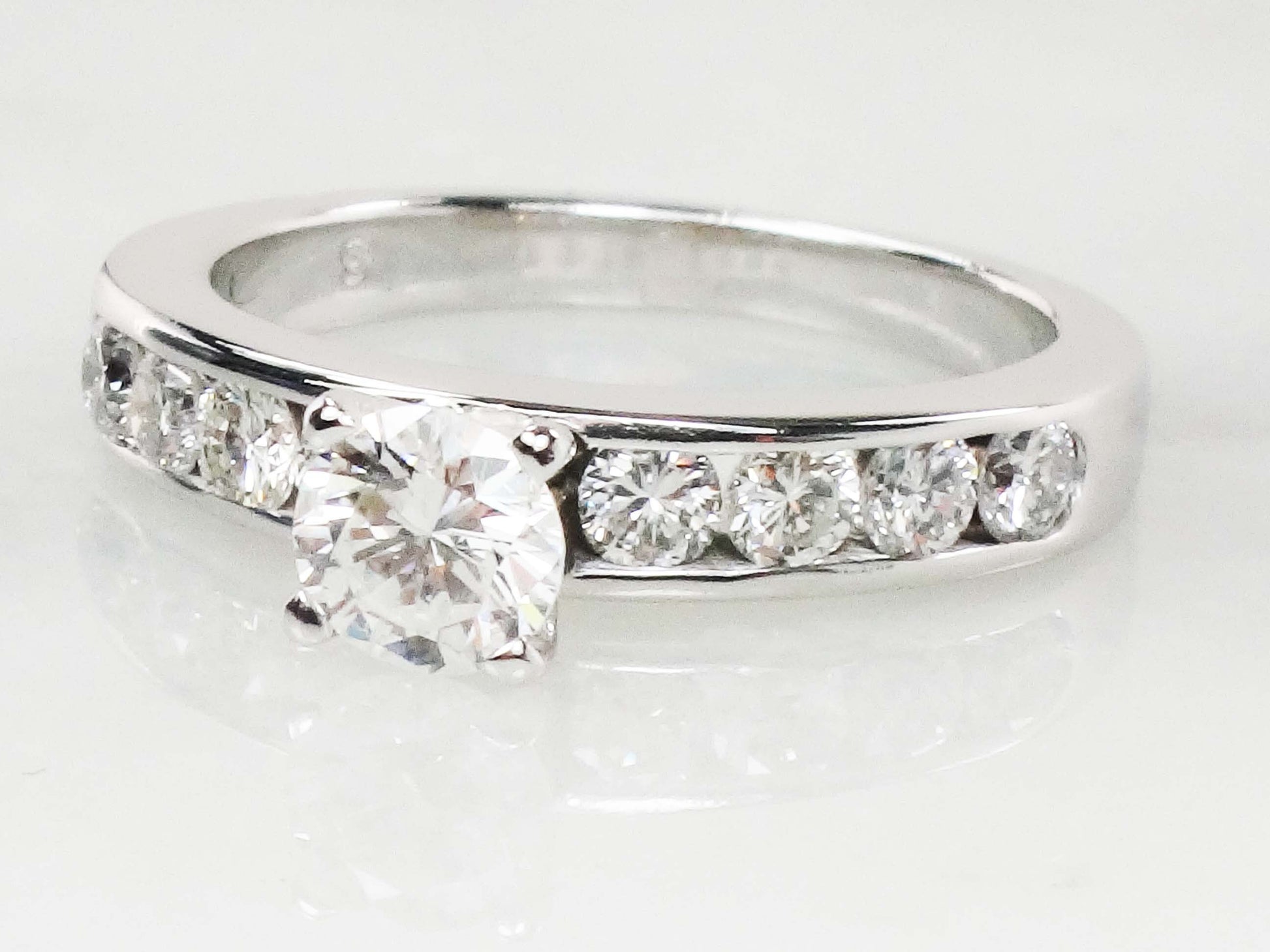 Vintage 14k White Gold Diamond Engagement Ring: .43 Carat GIA Certified