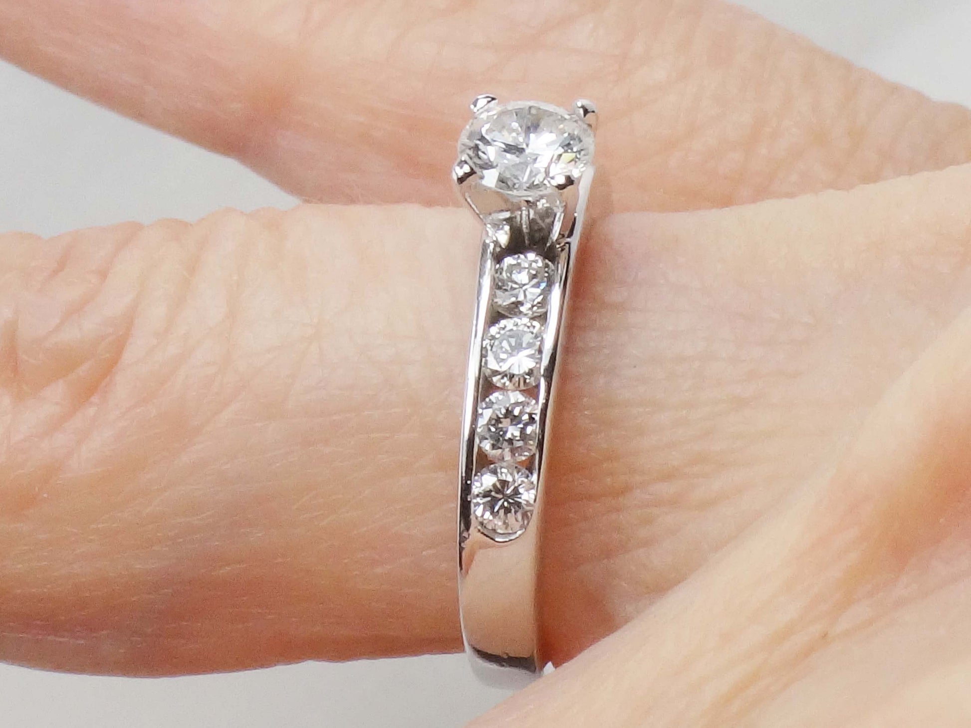 Vintage 14k White Gold Diamond Engagement Ring: .43 Carat GIA Certified