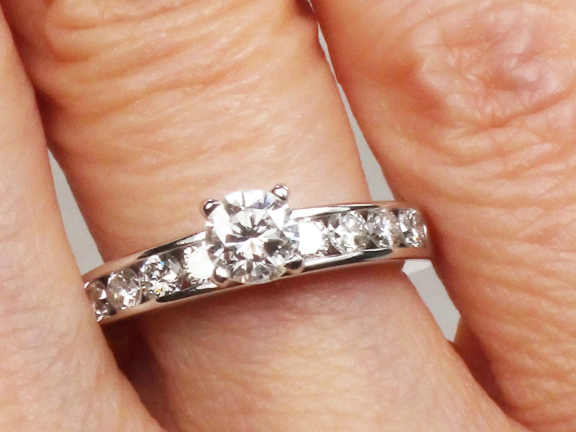 Vintage 14k White Gold Diamond Engagement Ring: .43 Carat GIA Certified
