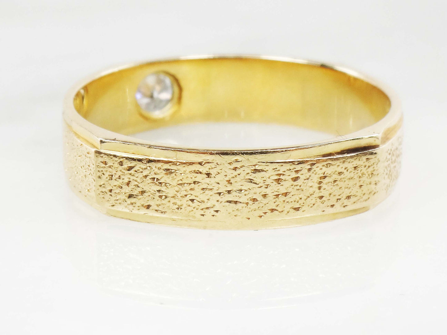 Vintage 14k Yellow Gold Men's Diamond Wedding Band Unisex Approx. .25 CT Solitaire Natural Diamond Ring Size 12 3/4