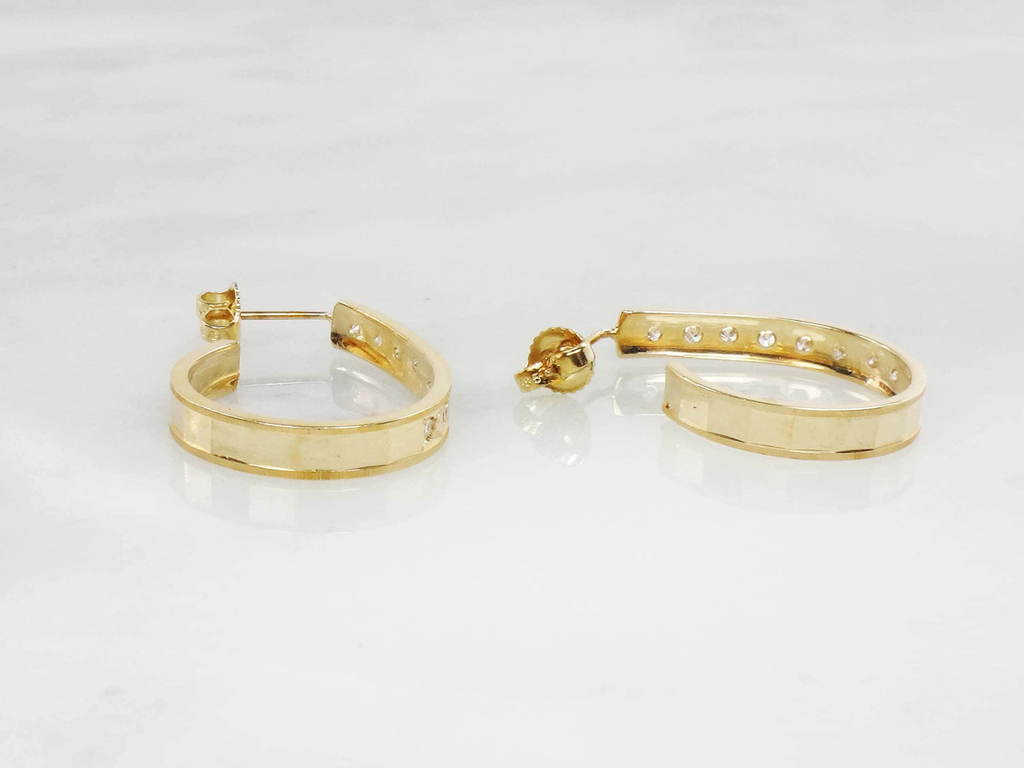 Vintage 14k Yellow Gold Diamond Half Hoop Earrings (.40 CT TDW)