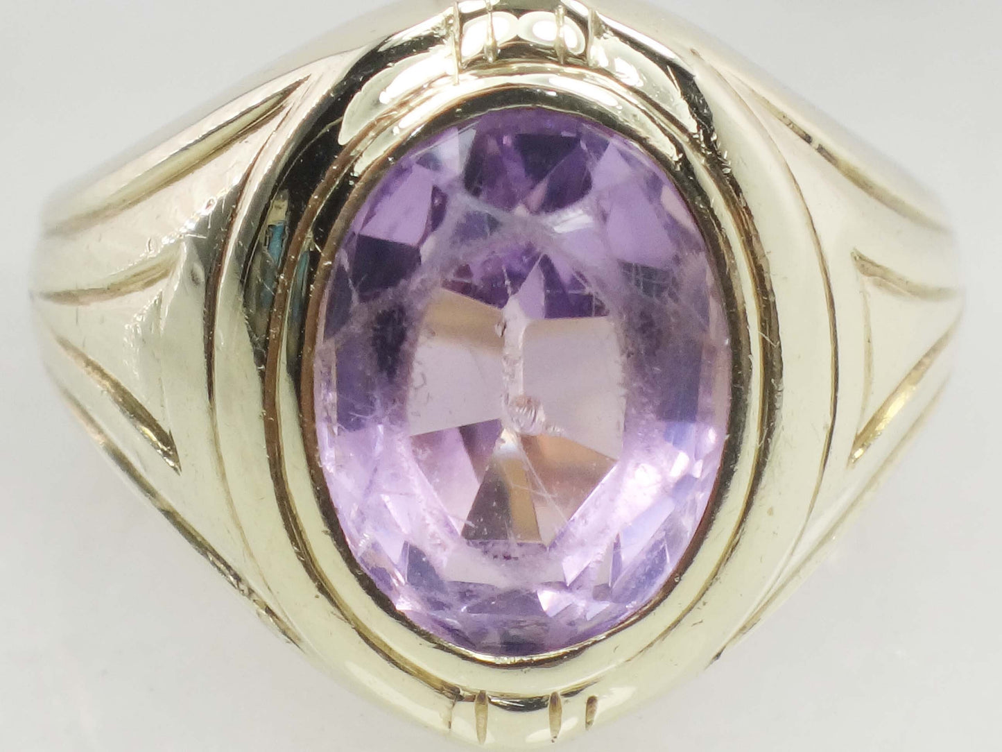 Vintage Art Deco 14k Yellow Gold Amethyst Ring - Size 3.5