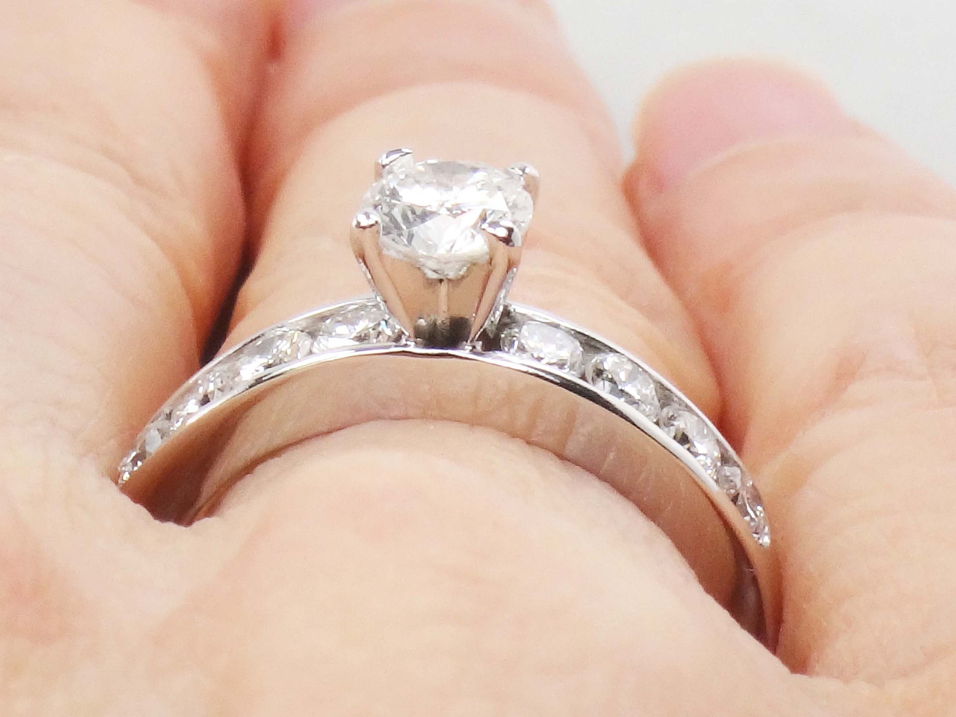Vintage 14k White Gold Diamond Engagement Ring: .43 Carat GIA Certified