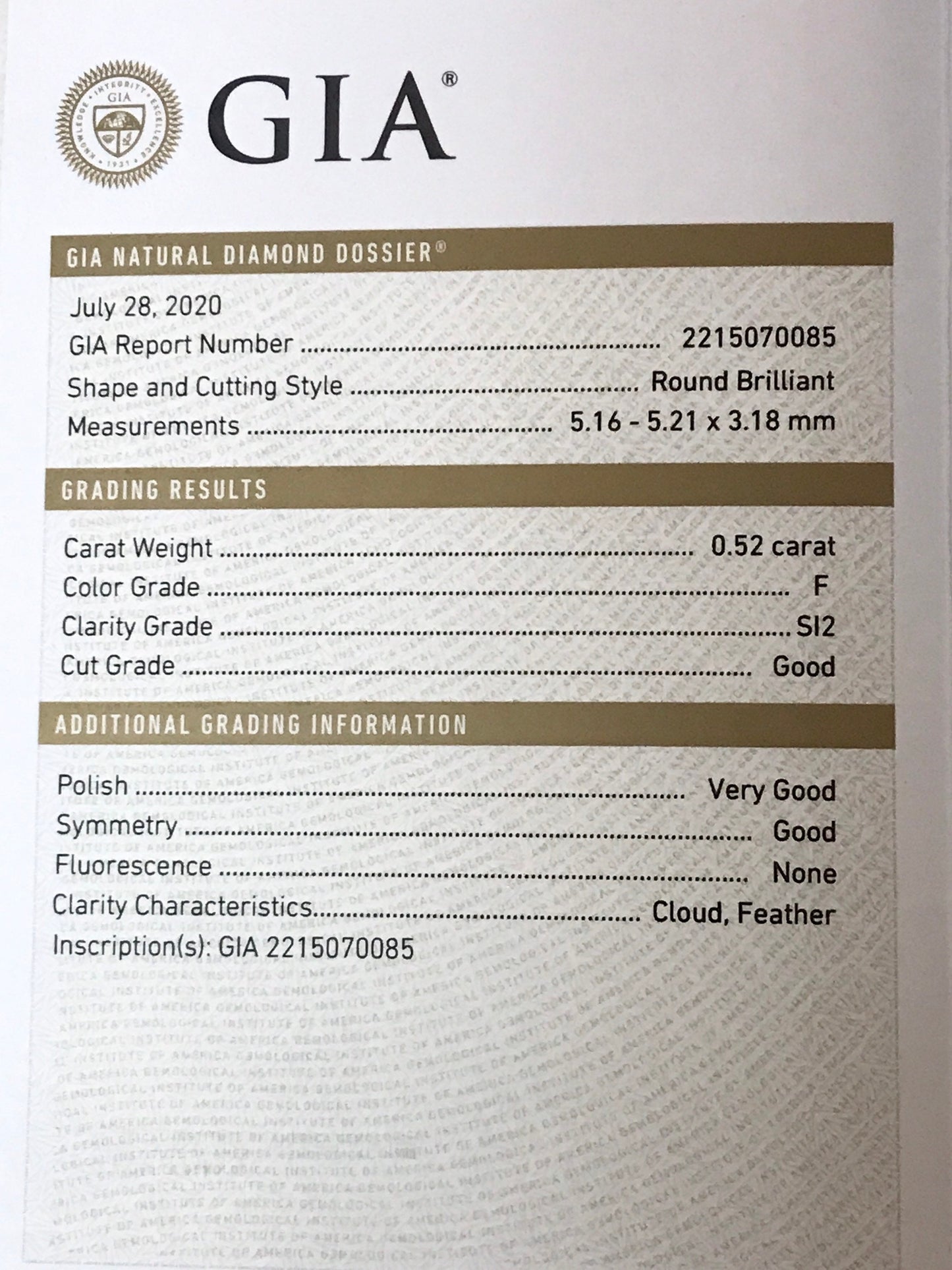 Vintage 14k White Gold Natural Diamond Engagement Ring GIA Certified .52 Carat Round Brilliant Diamond Engagement Ring Size 6.5