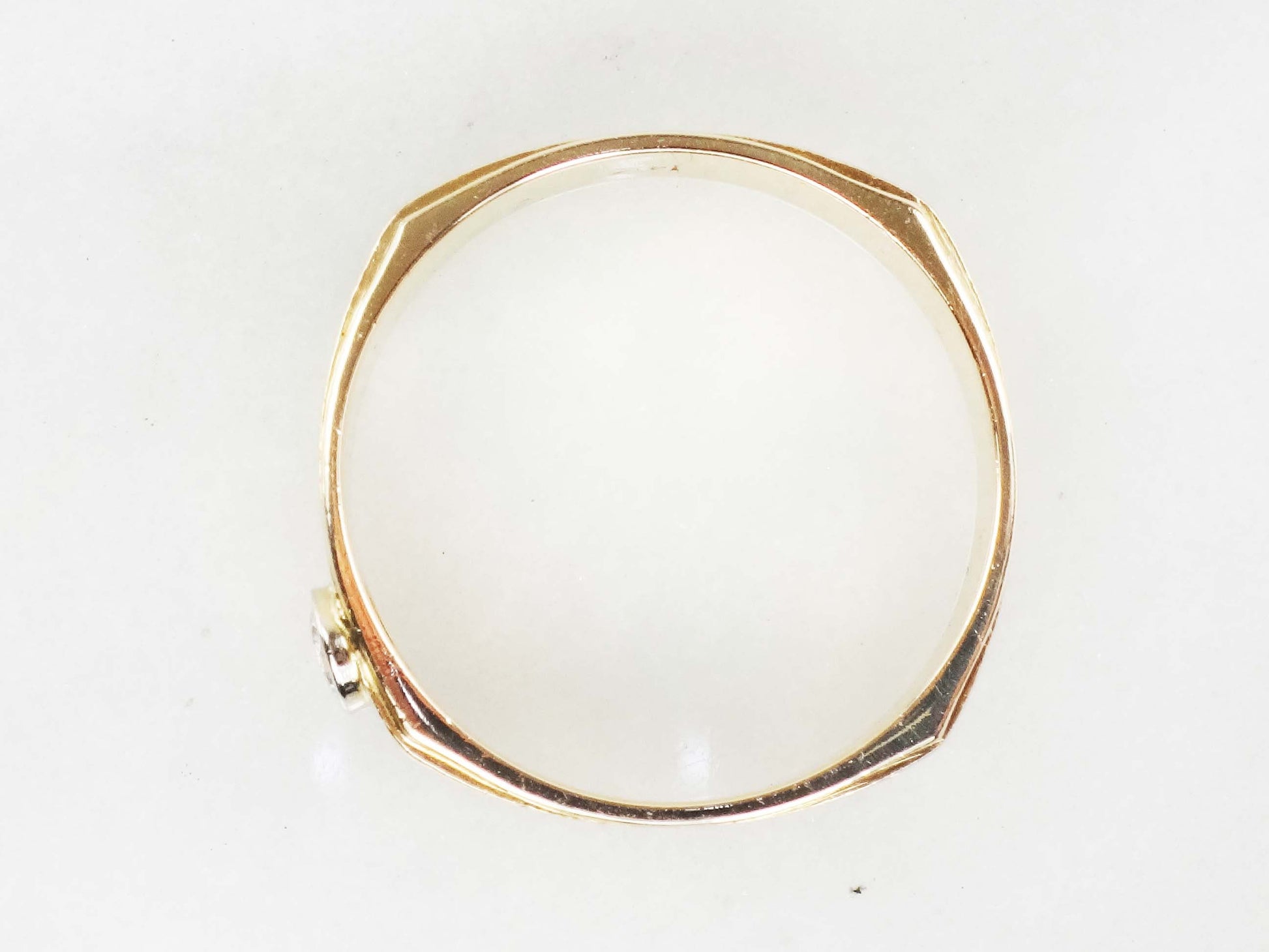 Vintage 14k Yellow Gold Diamond Solitaire Wedding Band - Size 12 3/4