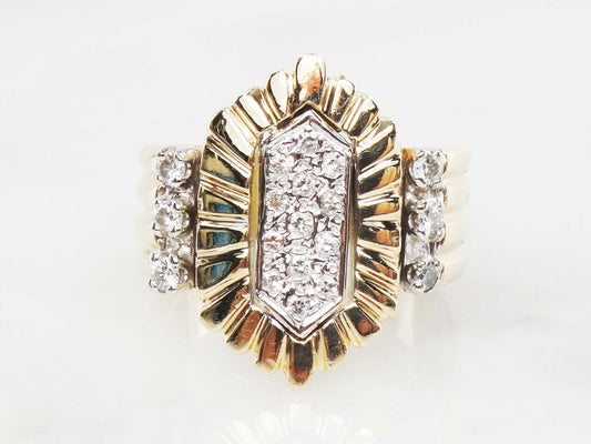 Vintage 14k Yellow Gold Diamond Cluster Ring (.30 CTS, Size 5.5)
