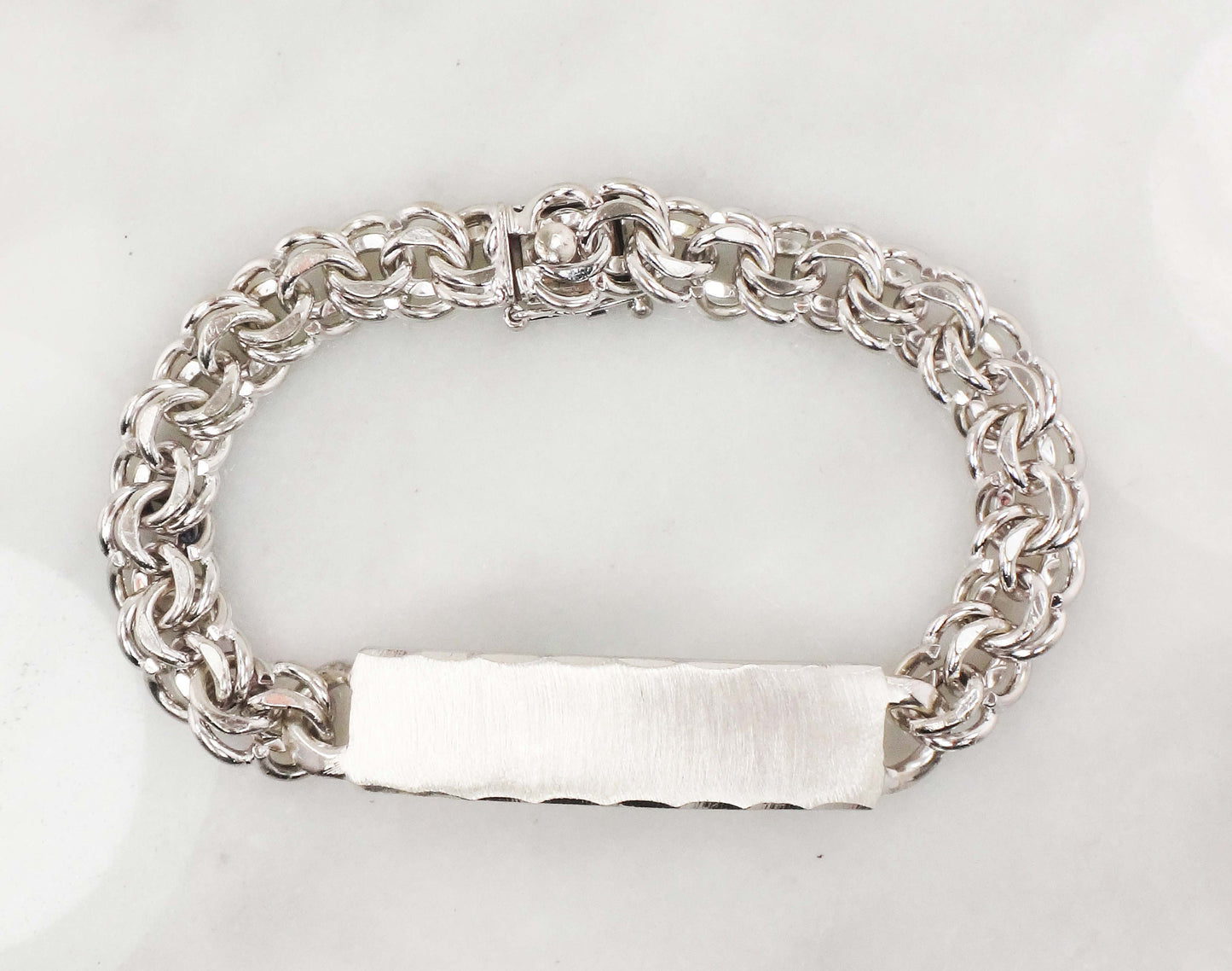 Vintage Sterling Silver ID Bracelet Monogram Name Bracelet 8" 39.9 grams