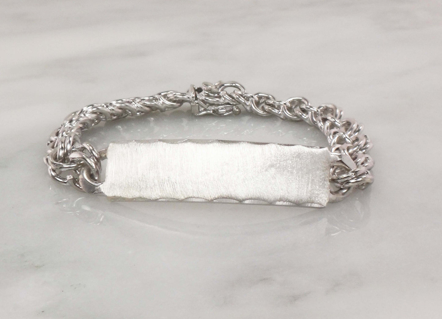 Vintage Sterling Silver ID Bracelet Monogram Name Bracelet 8" 39.9 grams