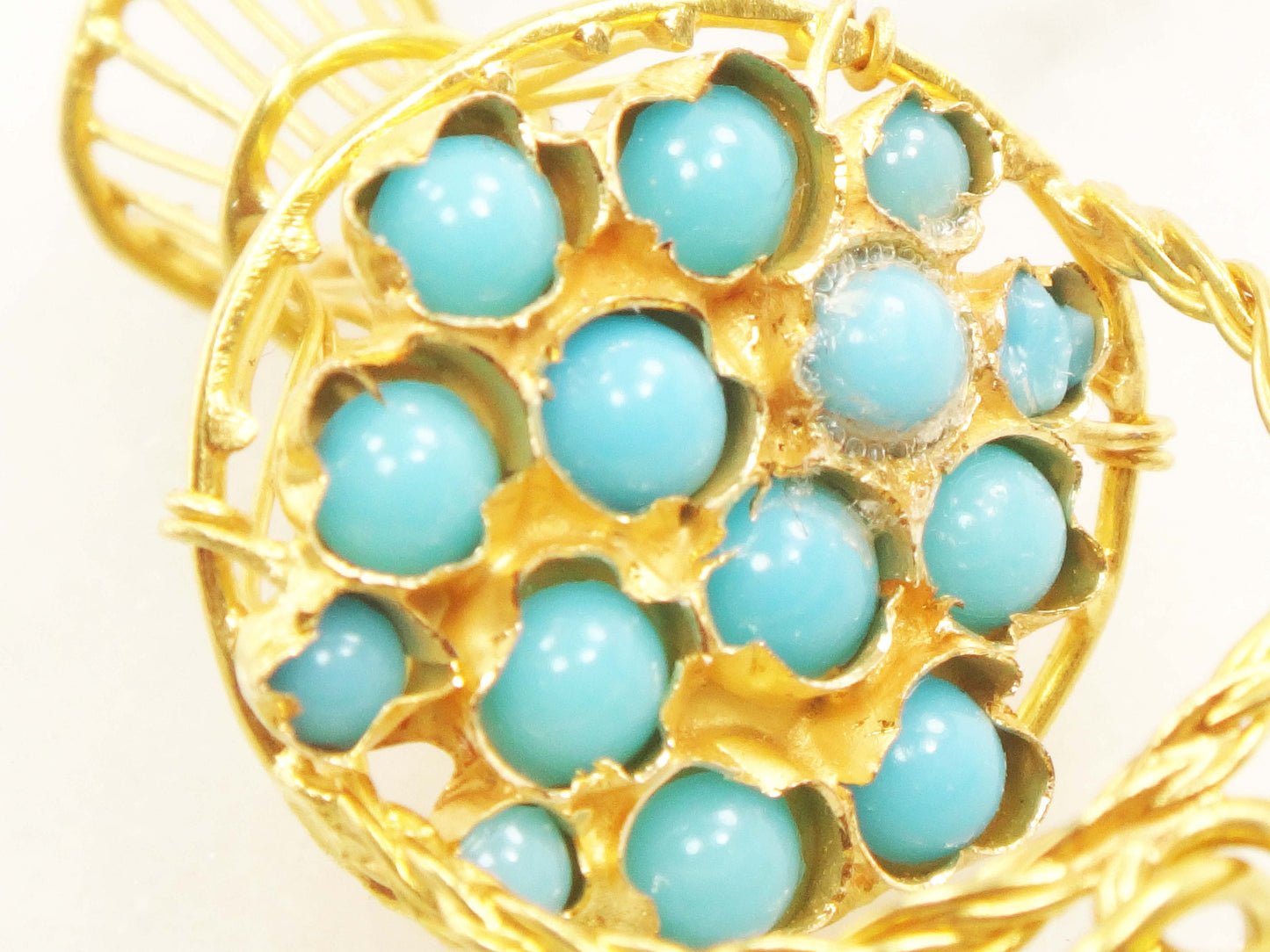 Vintage 18k Gold Turquoise Basket Charm 3D Basket Charm 18k Gold Blue Turquoise Charm Gold Basket Charm Gold Basket Pendant