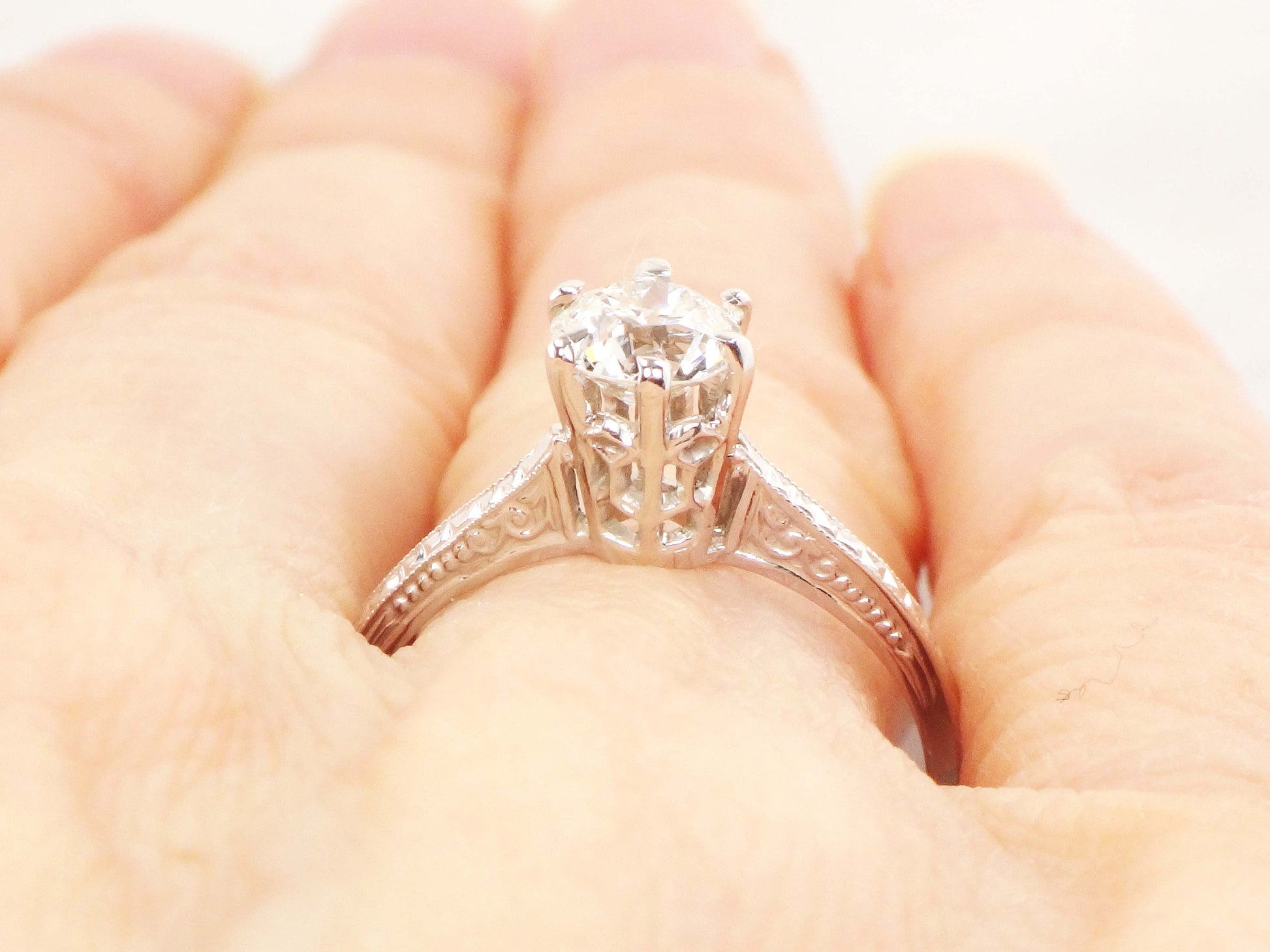 Old European Cut Diamond Engagement Ring - Art Deco 14k Gold .65 Carat GIA Certified Natural Diamond Solitaire- Circa 1920's - Fine Jewelry