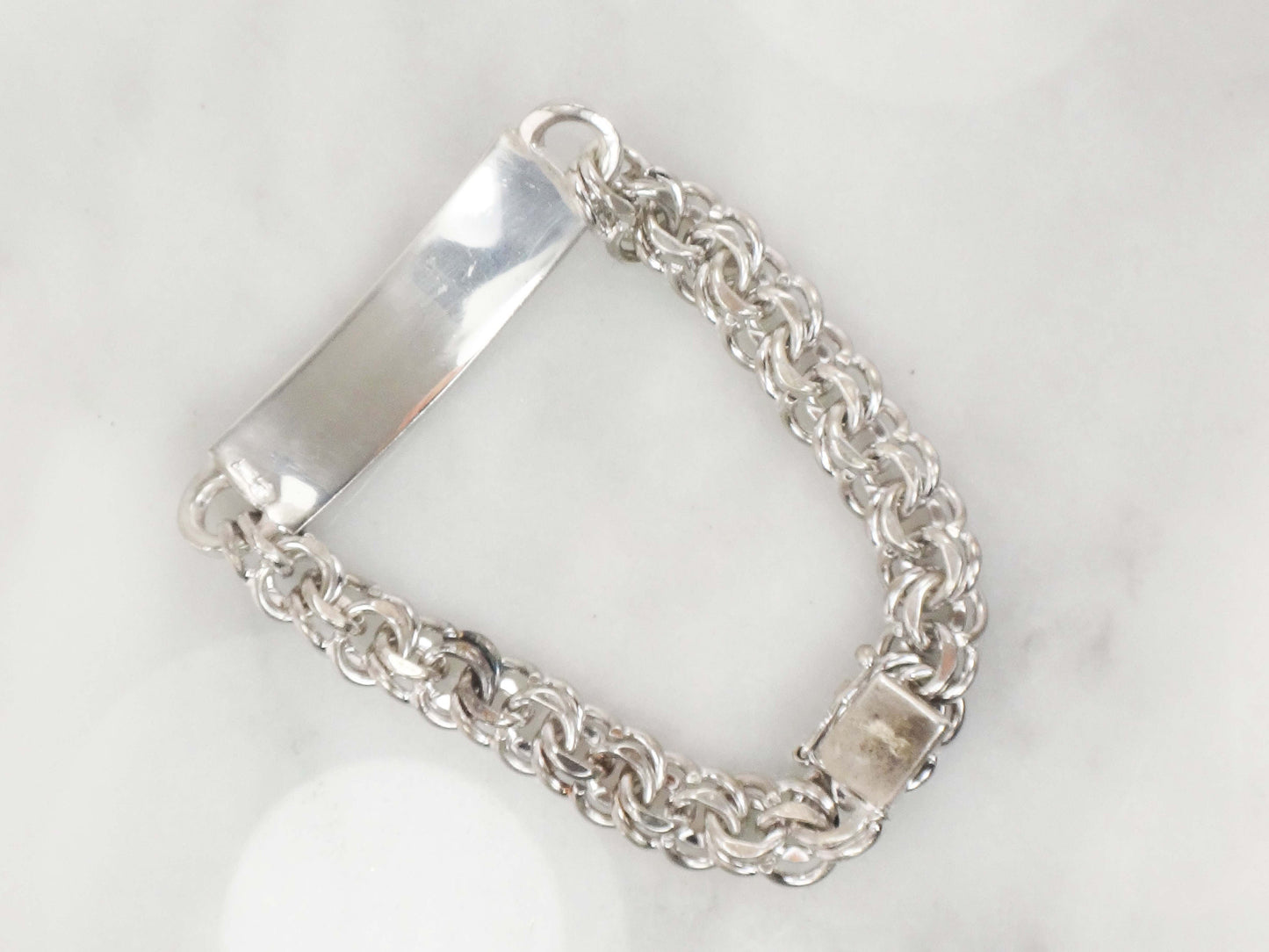 Vintage Sterling Silver ID Bracelet Monogram Name Bracelet 8" 39.9 grams