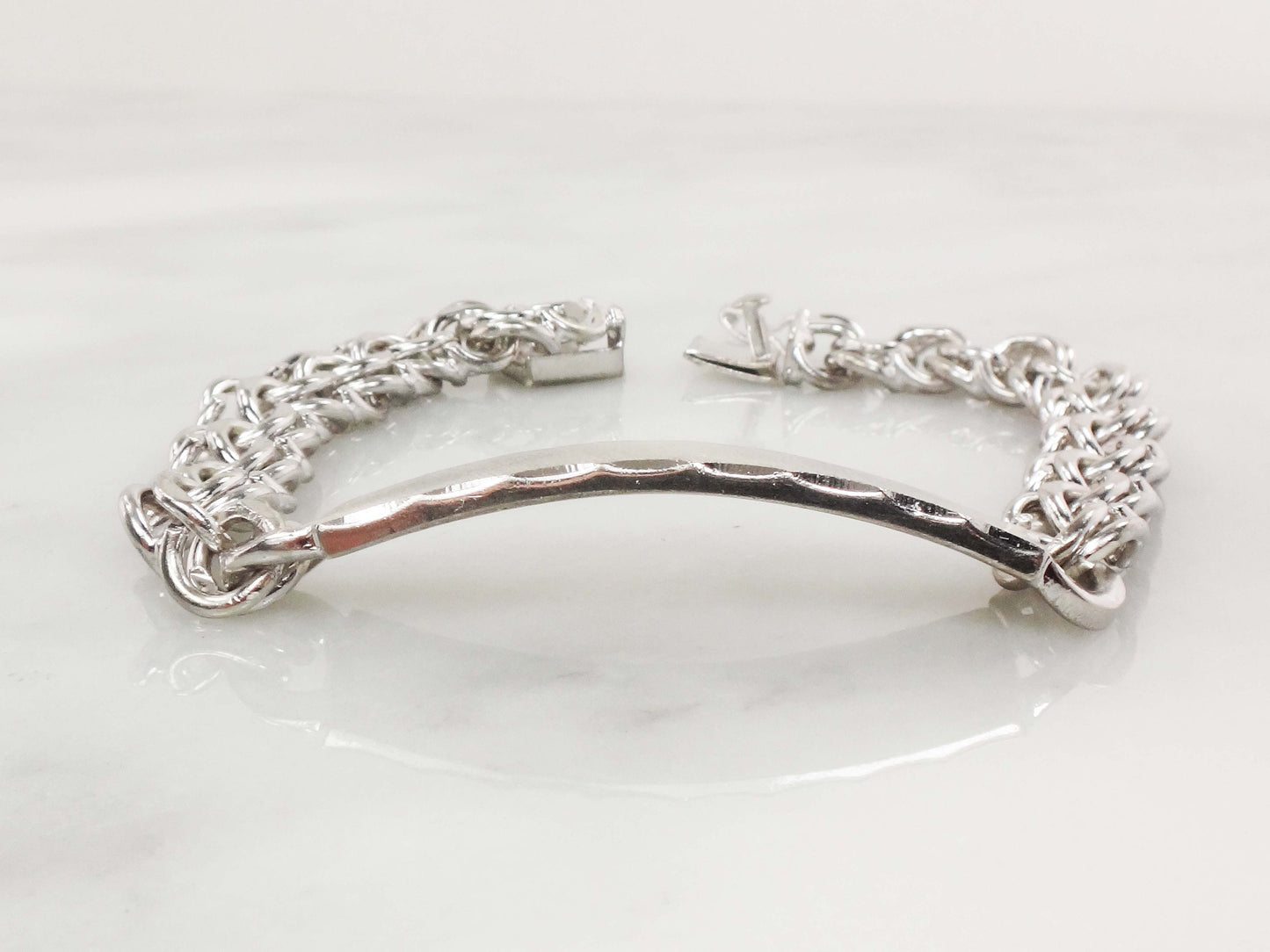 Vintage Sterling Silver ID Bracelet Monogram Name Bracelet 8" 39.9 grams
