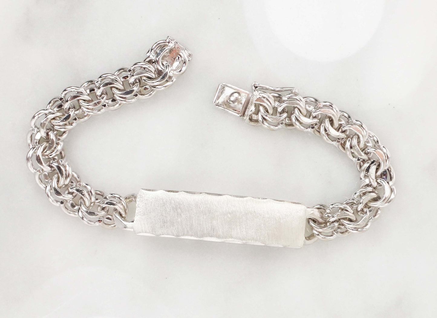 Vintage Sterling Silver ID Bracelet Monogram Name Bracelet 8" 39.9 grams