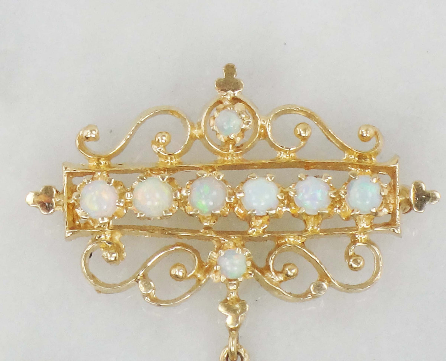 Vintage 14k Opal Pendant Pin Yellow Gold Natural Opal Pendant 14k Gold Australian Opal Pendant Pin October Birthstone Fine Opal Pendant