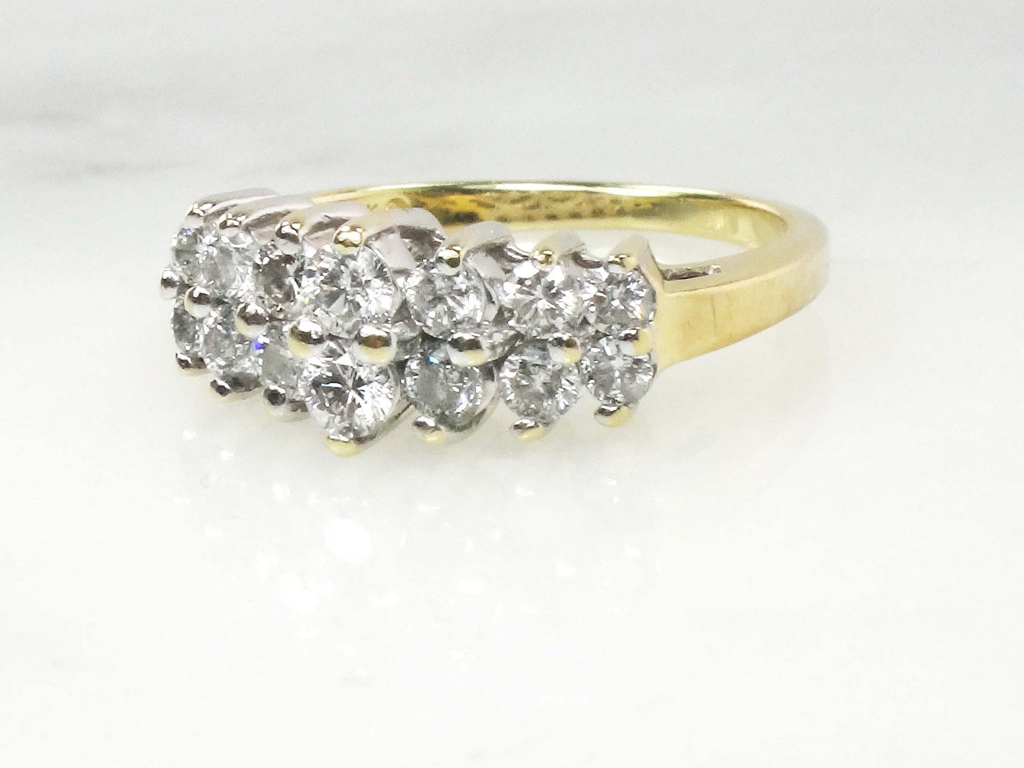 Vintage 14k Gold Diamond Ring Natural Round Diamond Wedding Band .60 CTS Size 7