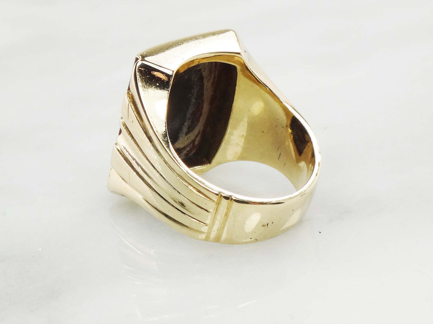 Vintage 14k Cameo Ring Antique Men's Gold Ring Carved Shell Cameo Ring Men's Ring Roman Soldier Ring Size 8 Men's Cameo Ring