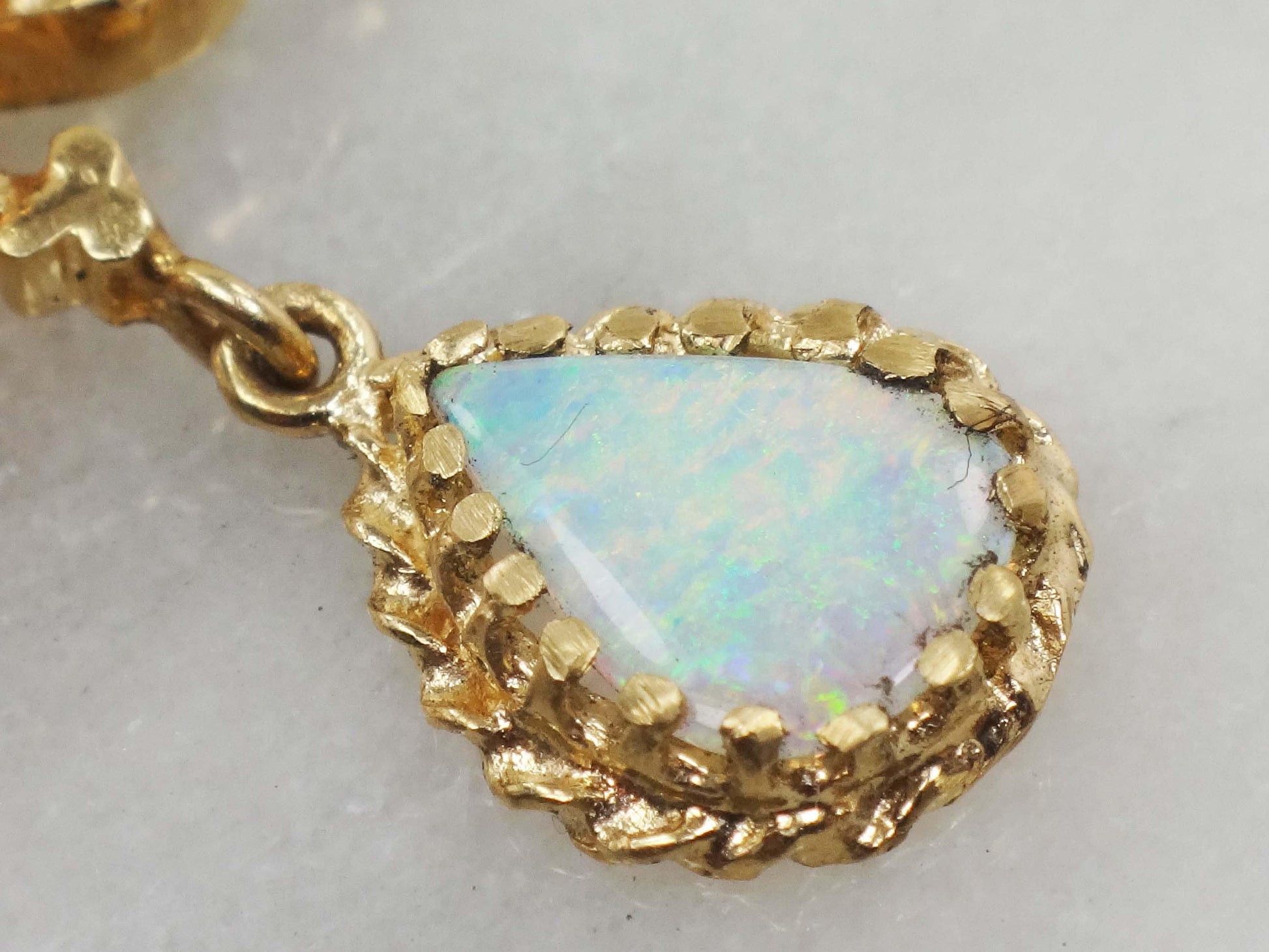 Vintage 14k Yellow Gold Opal Pendant Pin: Australian Opal October Birthstone