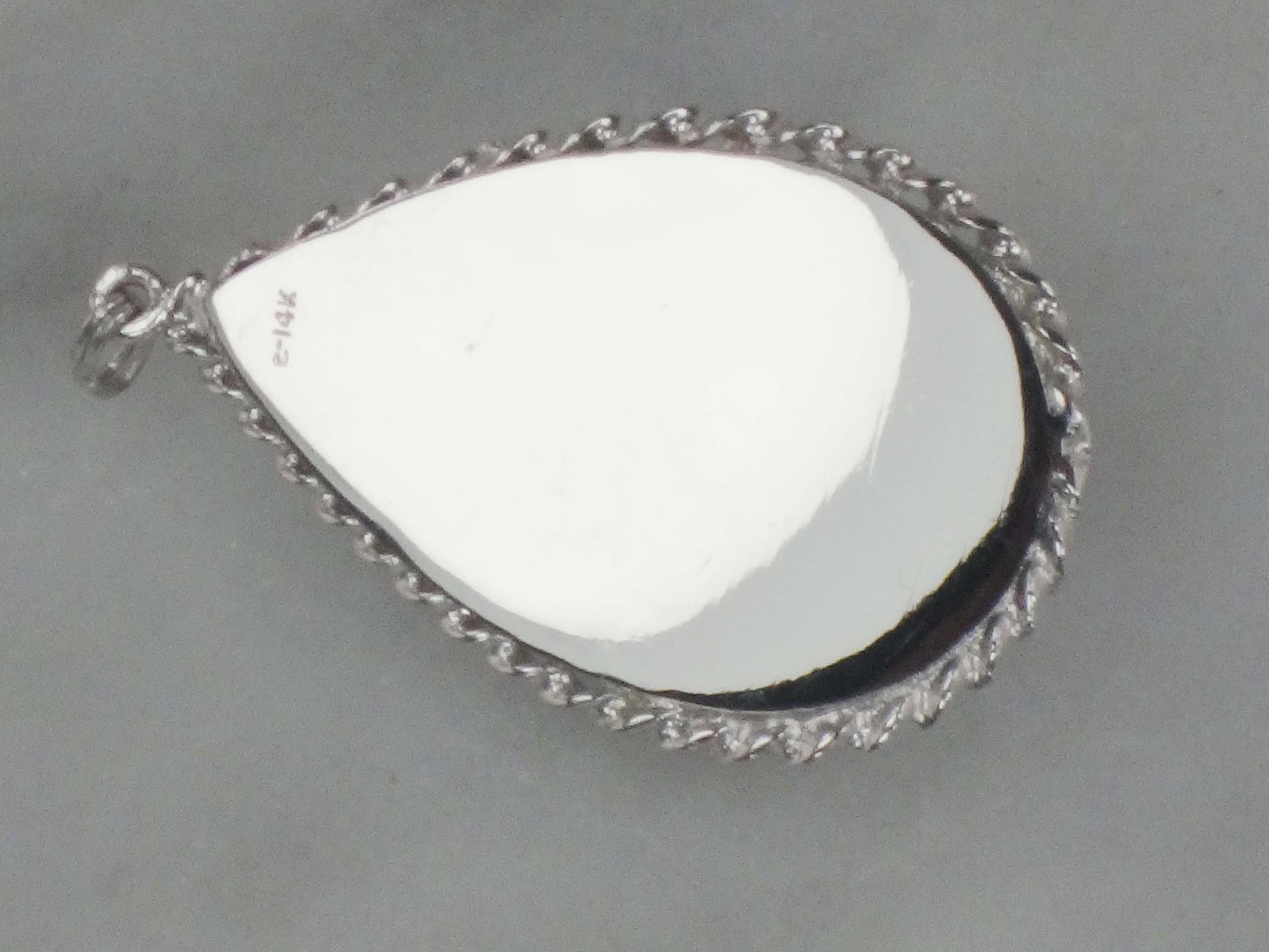 Vintage 14k White Gold Teardrop Locket Pendant, Picture Locket Charm with Red Stone