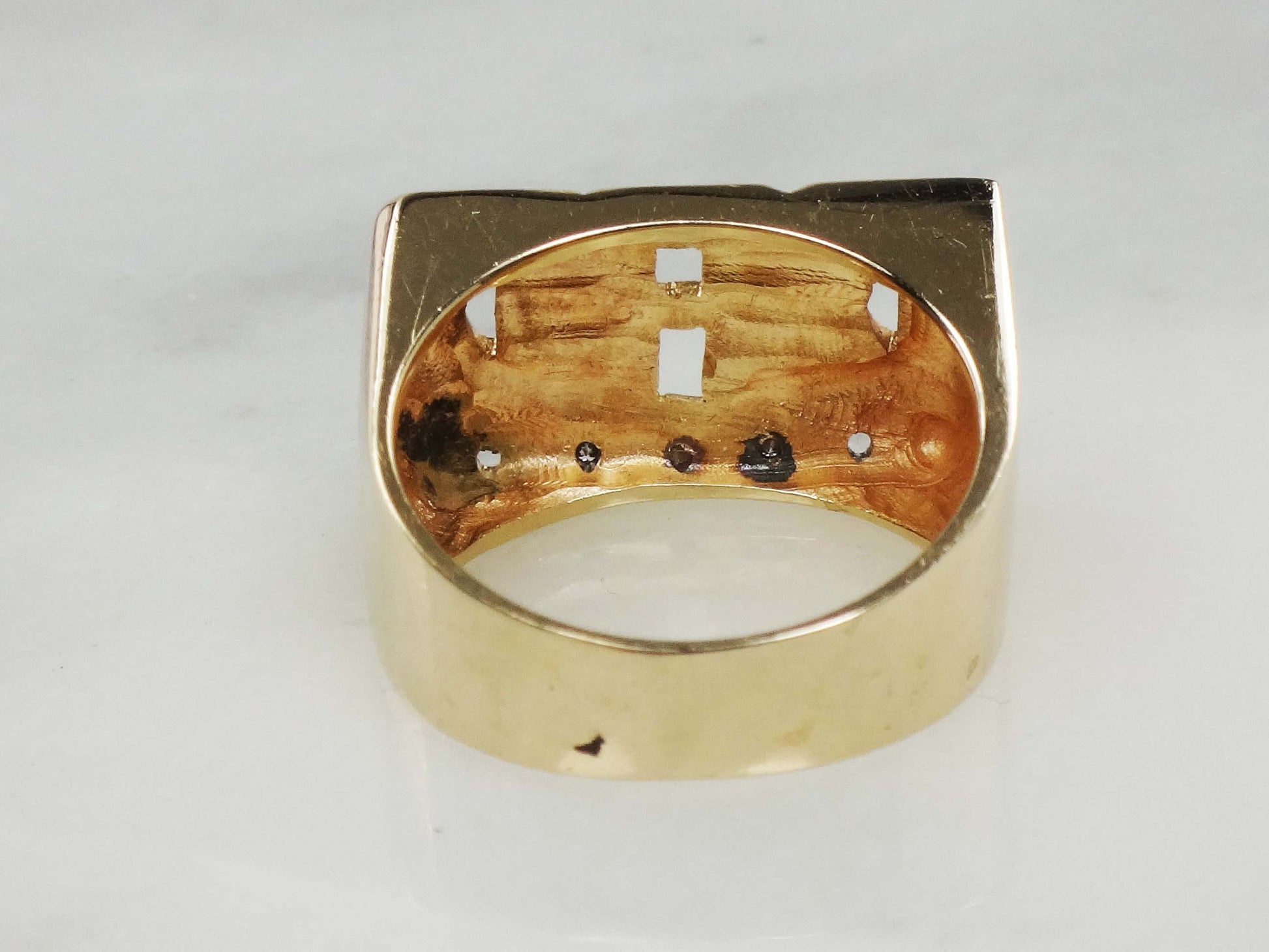 Vintage 14k Yellow Gold Dad Ring with Natural Diamonds - Size 8