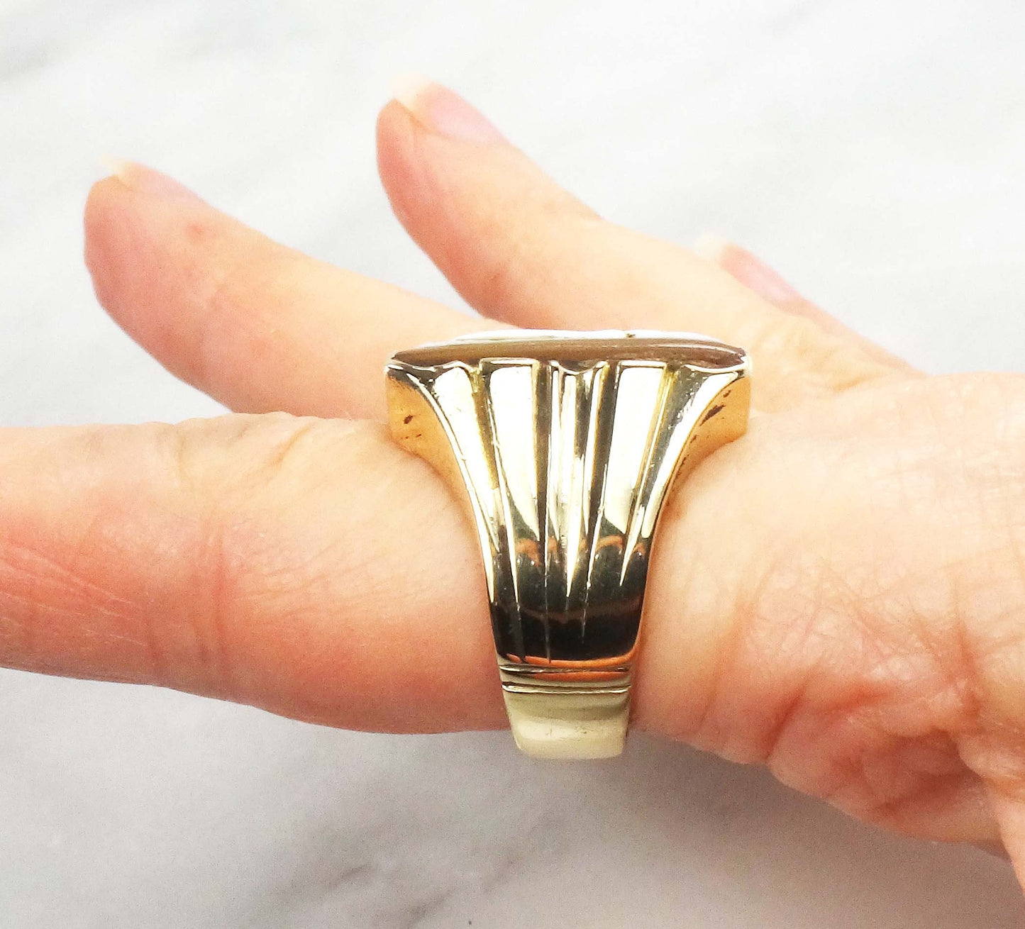 Vintage 14k Cameo Ring Antique Men's Gold Ring Carved Shell Cameo Ring Men's Ring Roman Soldier Ring Size 8 Men's Cameo Ring