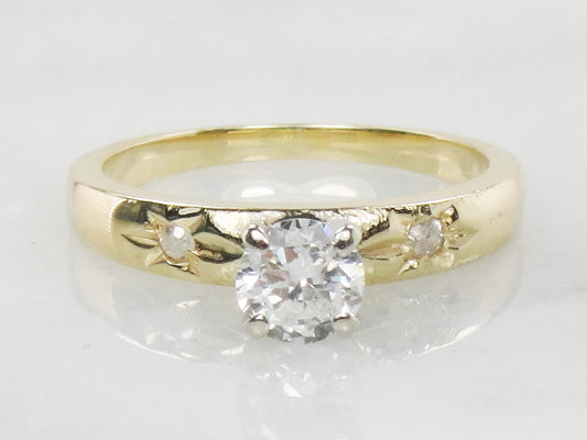 Vintage Natural Diamond Engagement Ring 14k Gold Diamond Ring 14k Two Tone Gold Approx .40 CT Diamond Engagement Ring Size 4.25