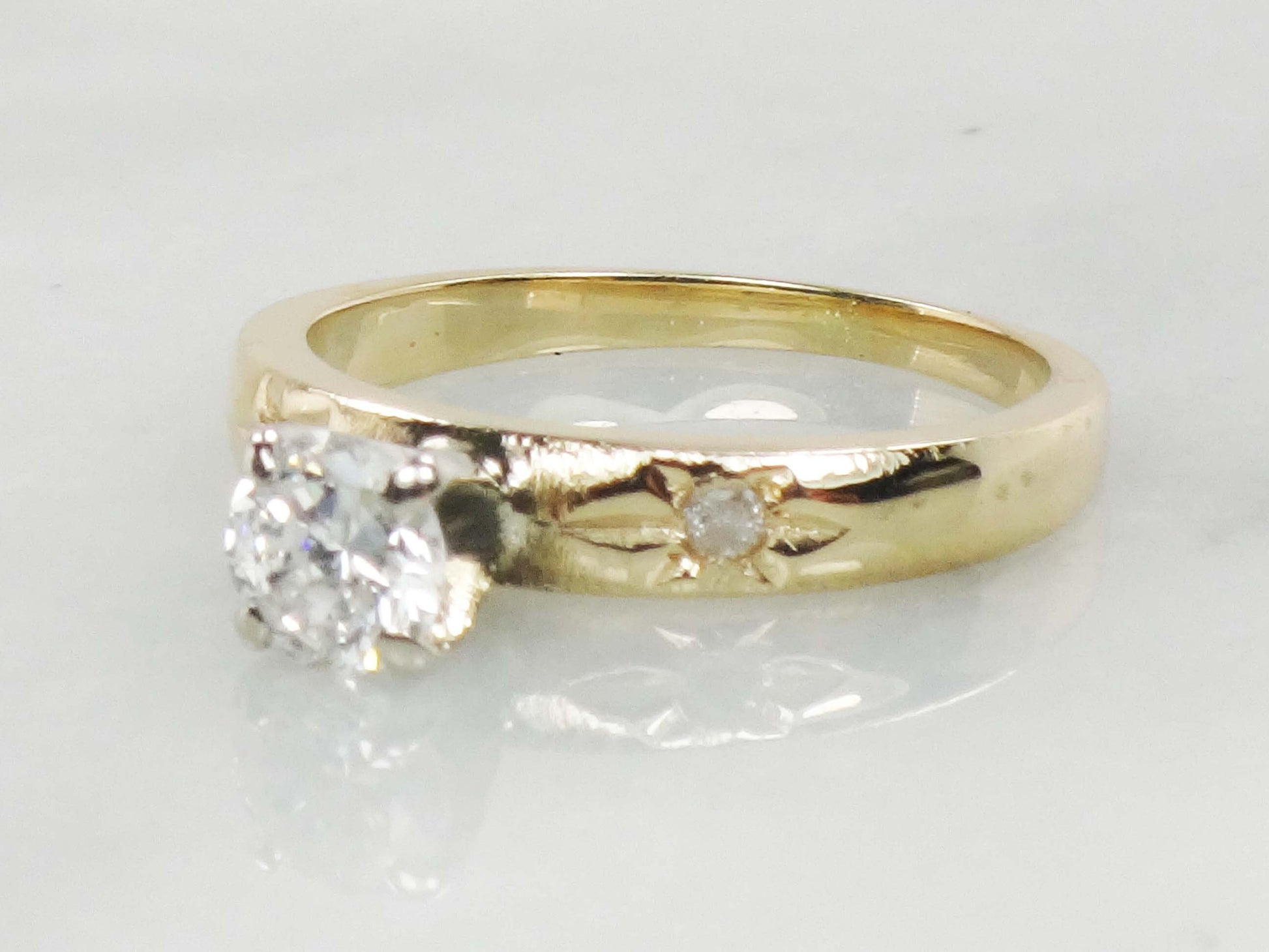 Vintage Natural Diamond Engagement Ring 14k Gold Diamond Ring 14k Two Tone Gold Approx .40 CT Diamond Engagement Ring Size 4.25