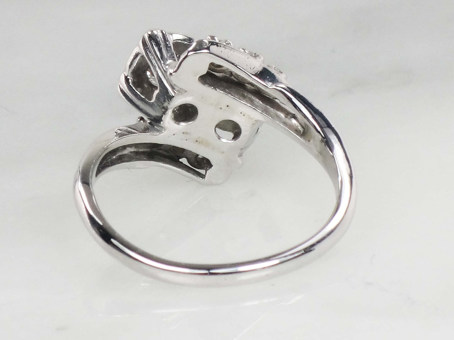 Vintage 14k Toi et Moi Natural Diamond Ring White Gold Two Diamond Ring .75 Carat TDW Anniversary Ring