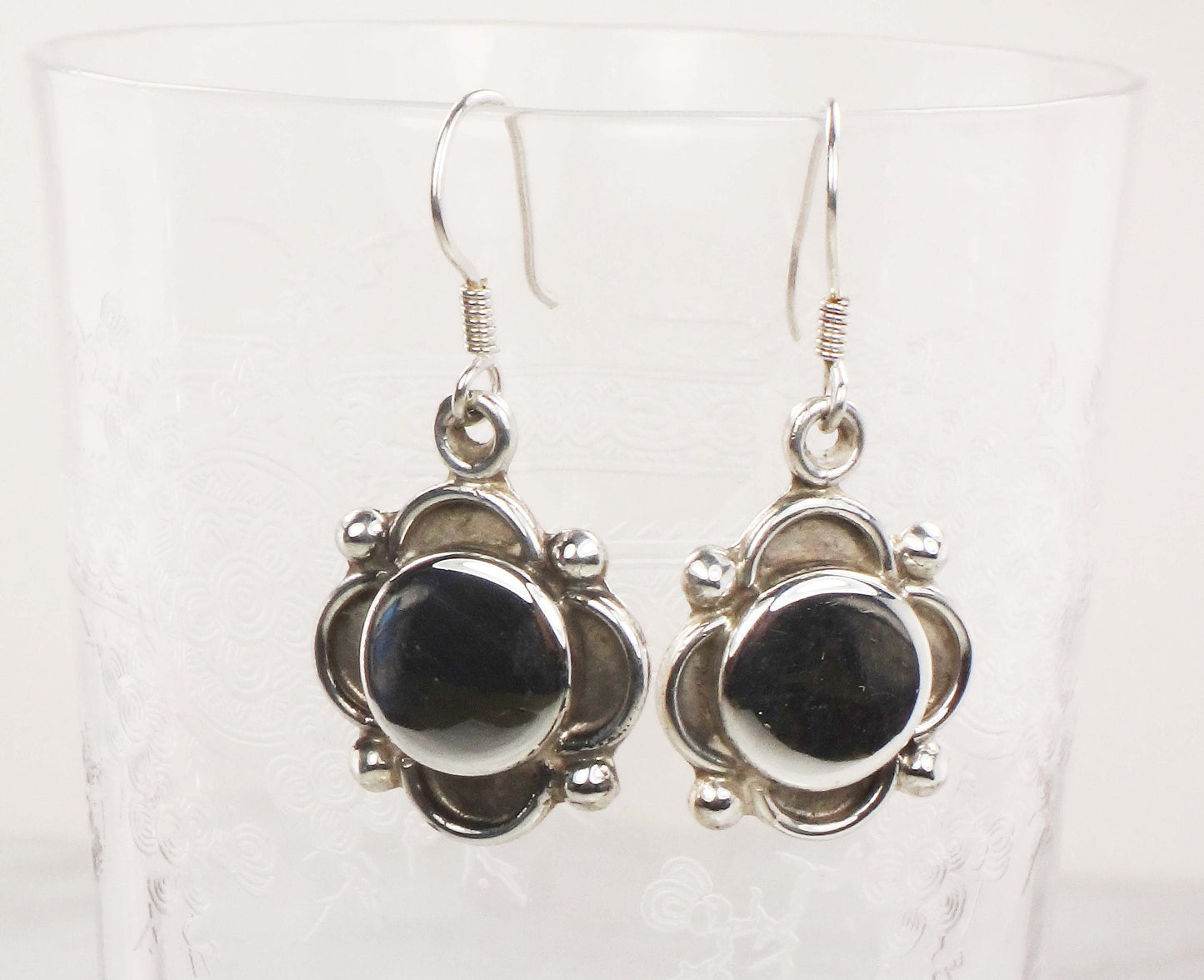 Vintage Mexico Sterling Silver Dangle Earrings: Ball Accent Statement Jewelry