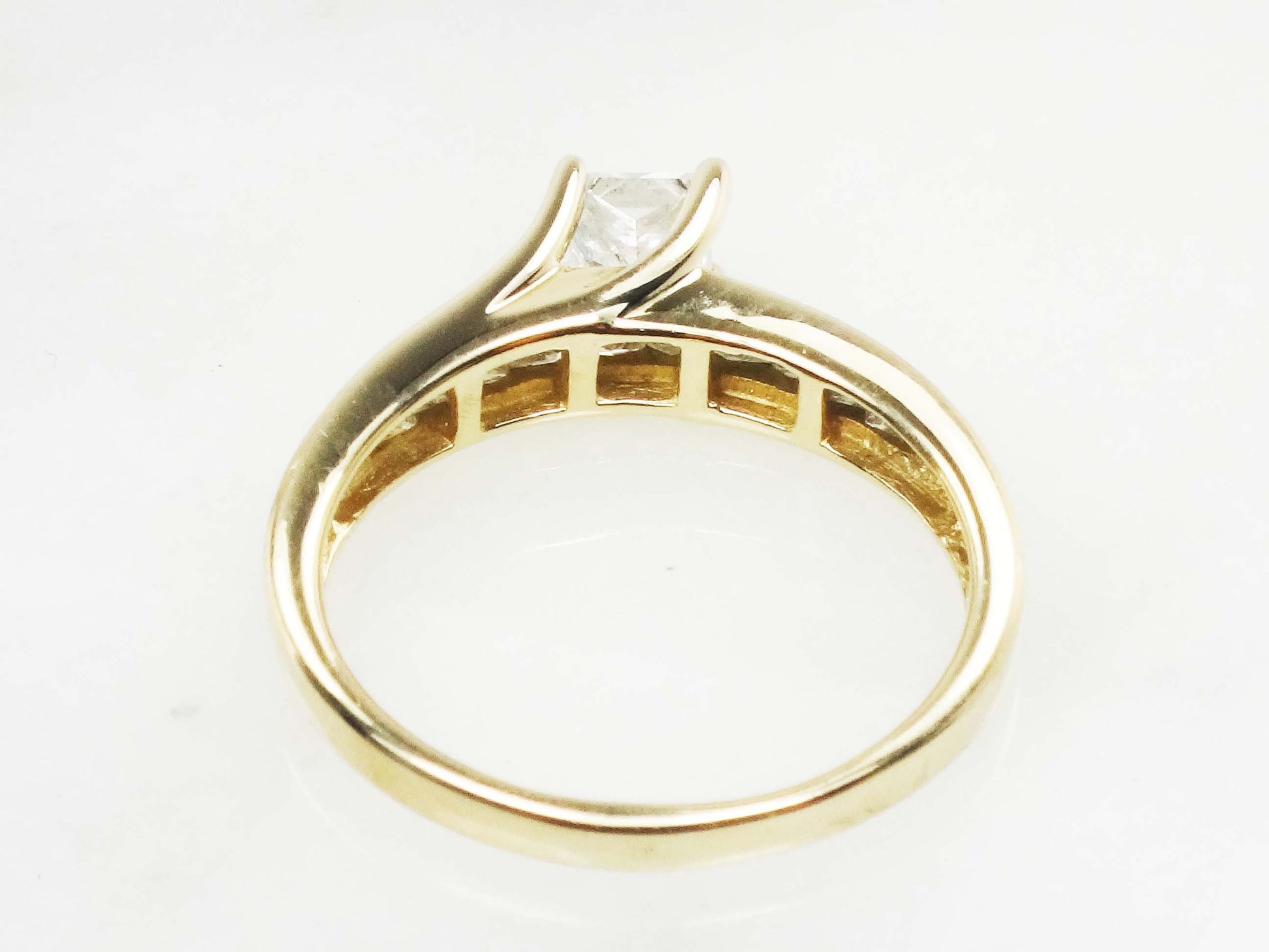 14k Princess Cut Natural Diamond Engagement Ring .50 CT Center Square Cut Diamond - Size 8