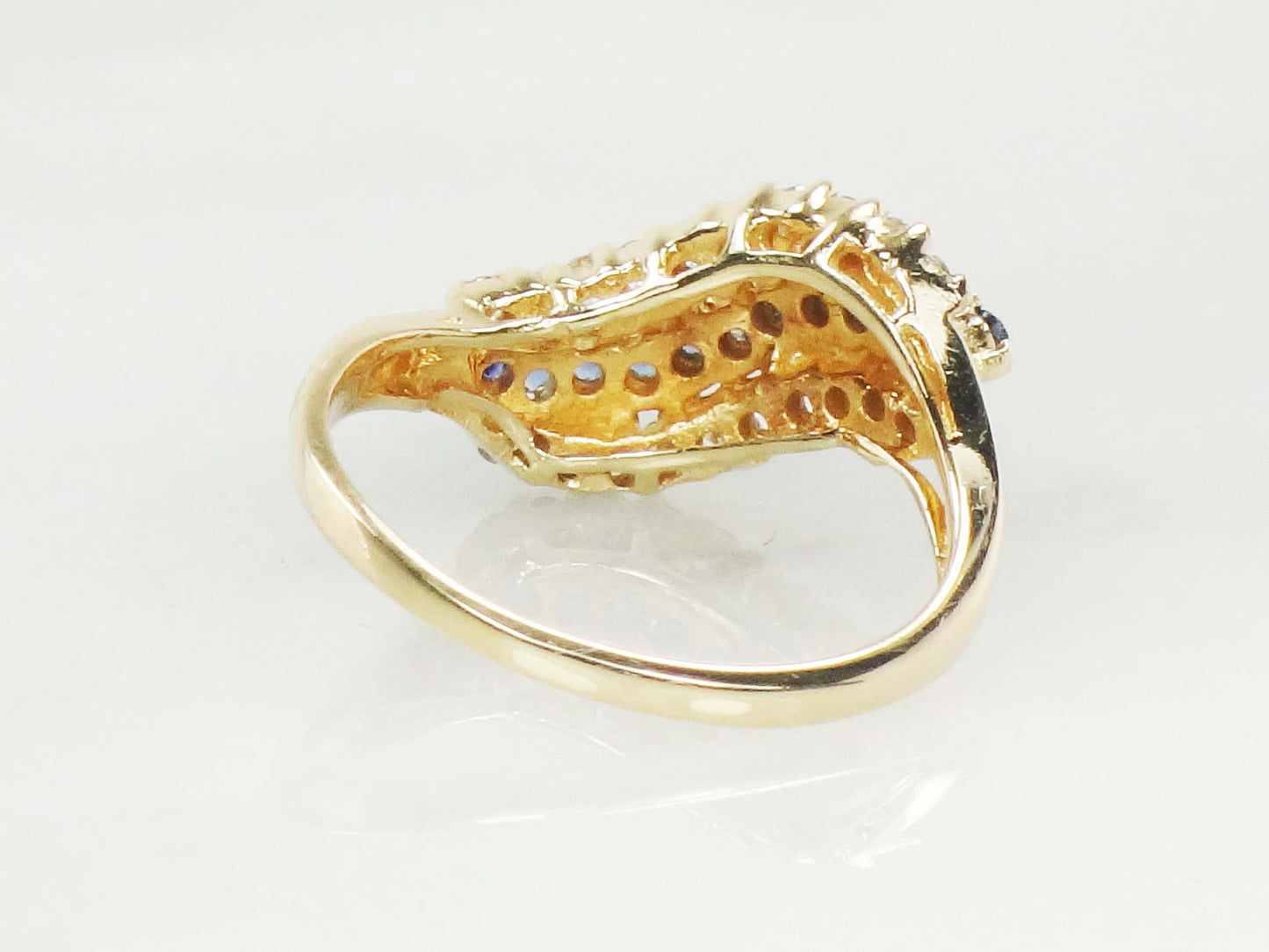 Vintage 14k Yellow Gold Sapphire and Diamond Ring - September Birthstone, Size 5.75, Circa 1990's