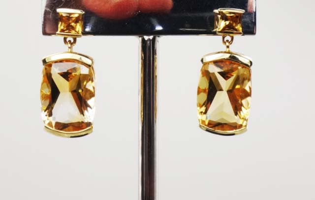 Vintage 14k Gold Citrine Dangle Earrings: November Birthstone