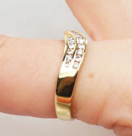 Vintage 14k Yellow Gold Natural Diamond Twist Ring - .33 Carats TDW Wave Style - Size 7.25