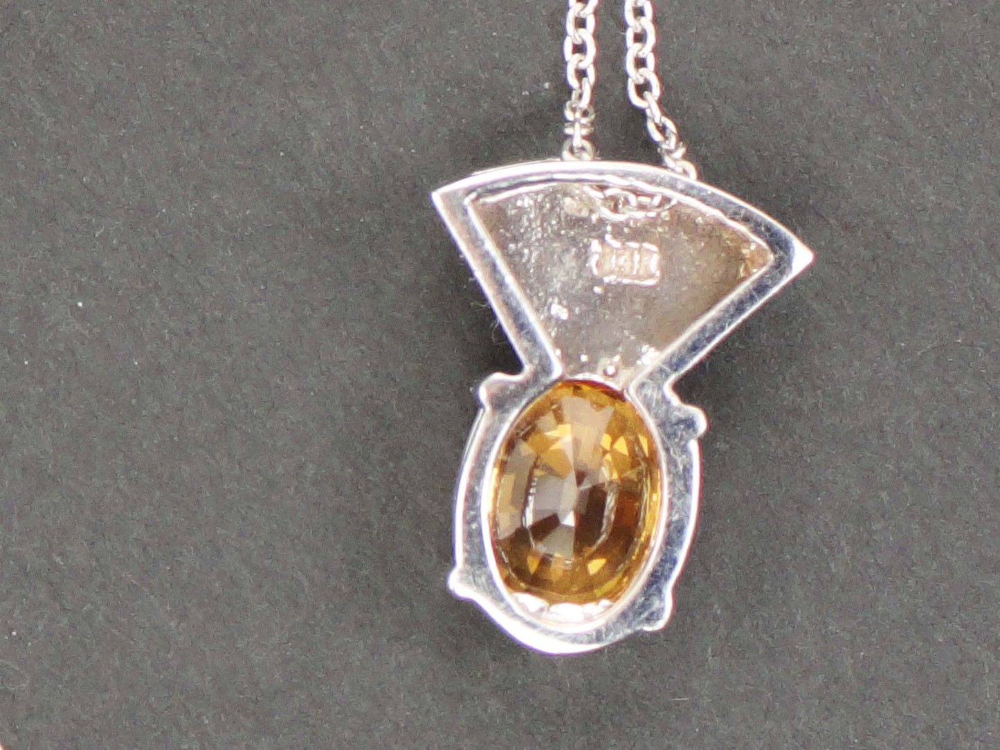 Vintage 14k White Gold Natural Golden Citrine Necklace 18" Chain - November Birthstone
