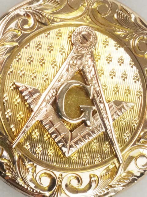 Vintage Masonic 10k Gold Locket: Engraved Freemason Watch Fob Pendant