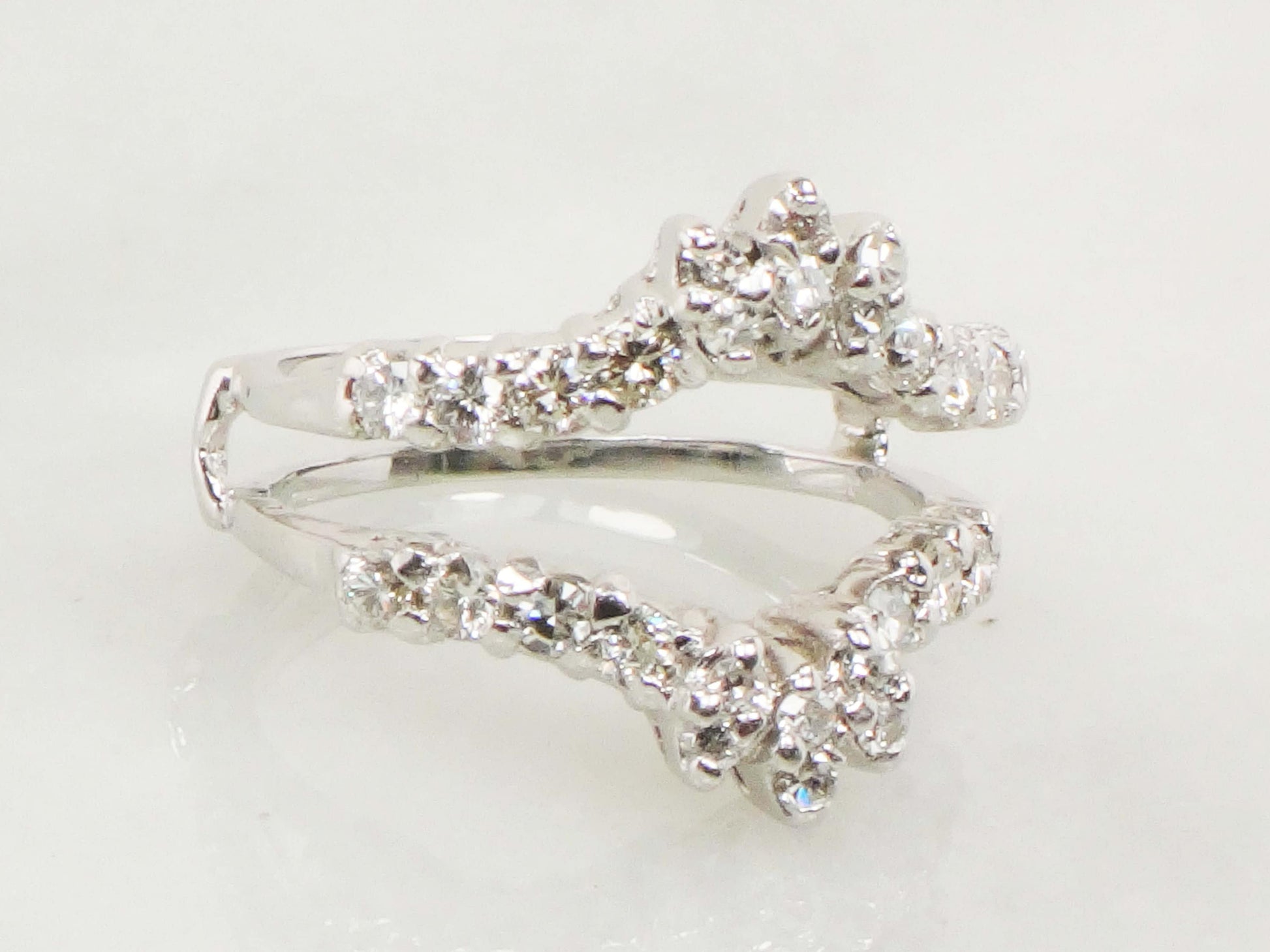 Vintage 14k White Gold Diamond Insert Ring Wedding Band Enhancer (.70 CTS, Size 5.5)