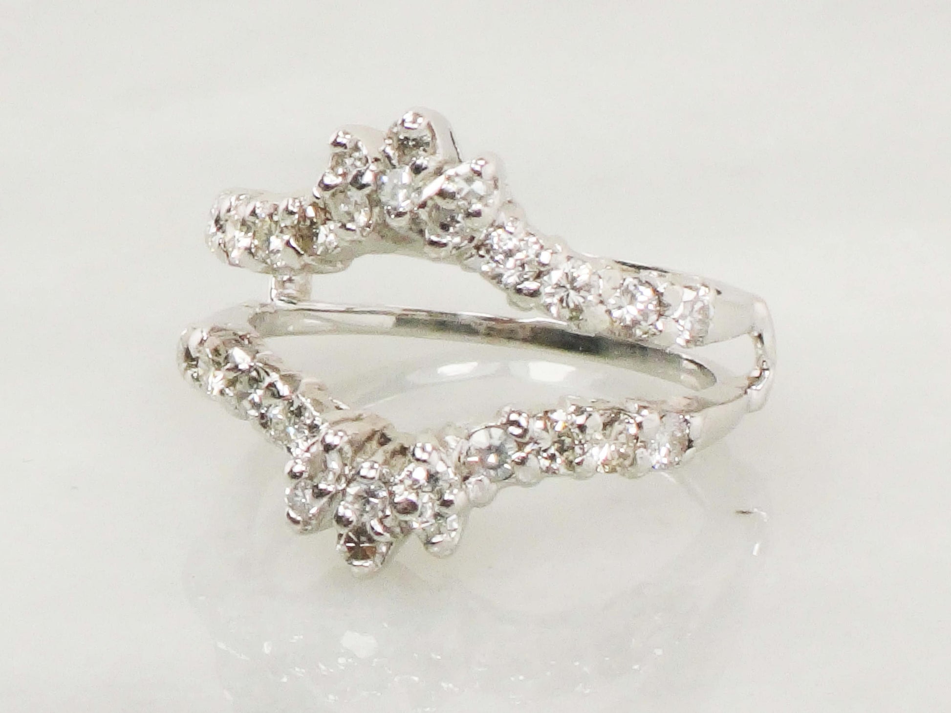 Vintage 14k White Gold Diamond Insert Ring Wedding Band Enhancer (.70 CTS, Size 5.5)