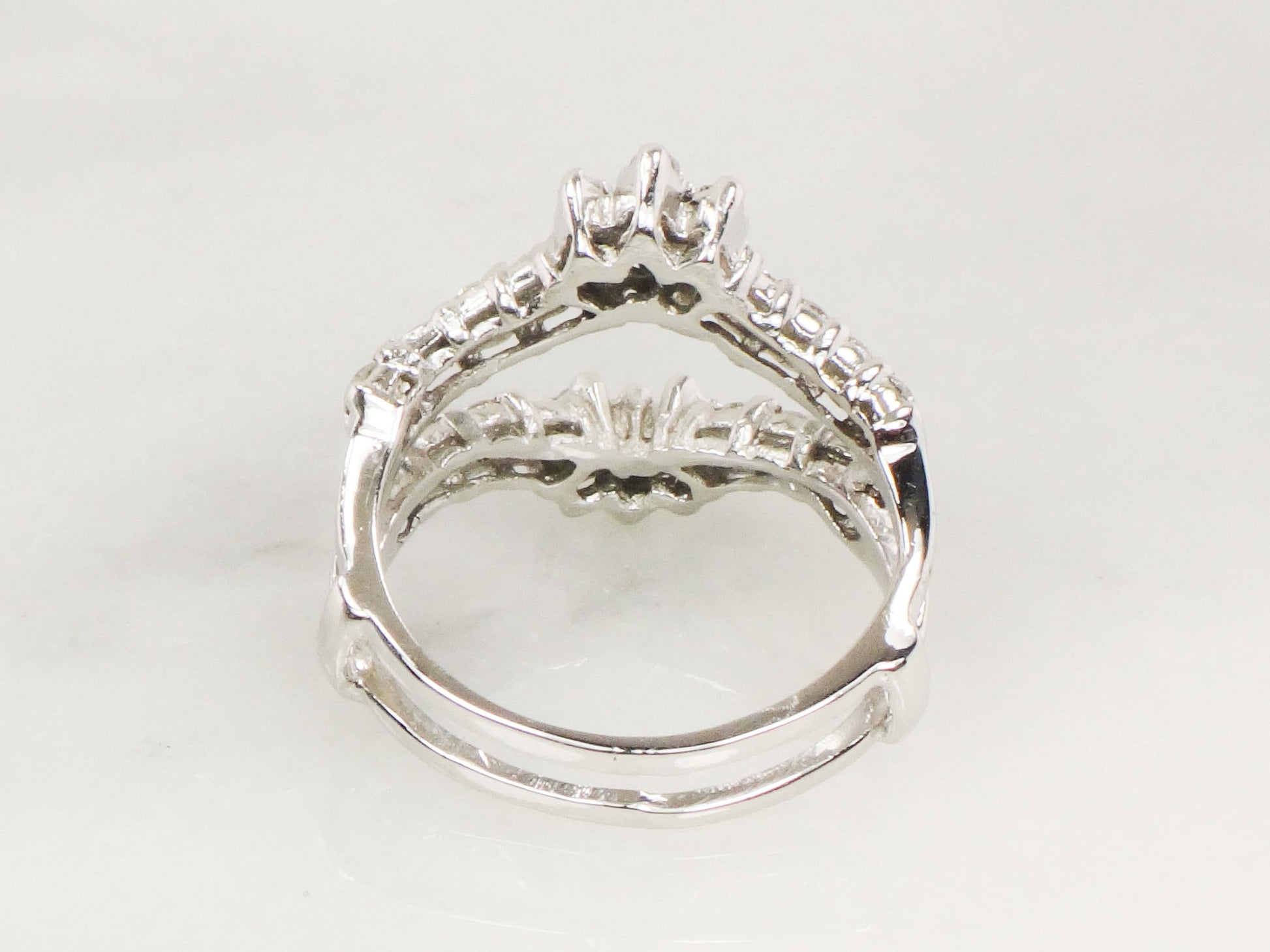 Vintage 14k White Gold Diamond Insert Ring Wedding Band Enhancer (.70 CTS, Size 5.5)