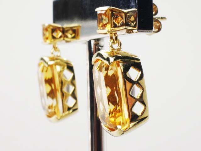 Vintage 14k Gold Citrine Dangle Earrings: November Birthstone