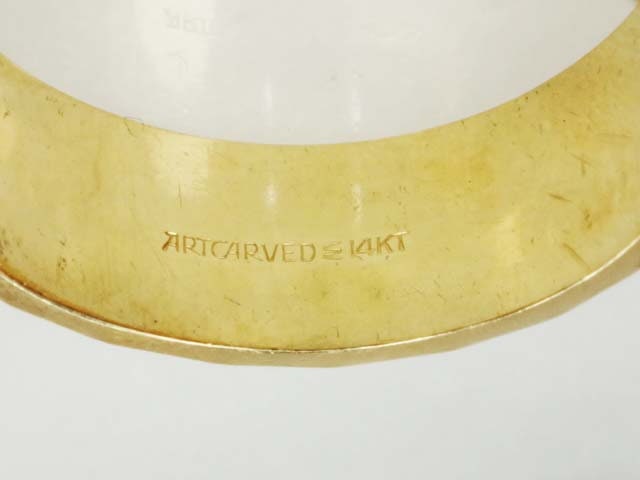 Vintage 14k Yellow Gold ArtCarved Wood Wedding Band 6.5 MM Size 7.25