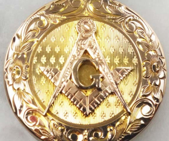 Vintage Masonic 10k Gold Locket: Engraved Freemason Watch Fob Pendant