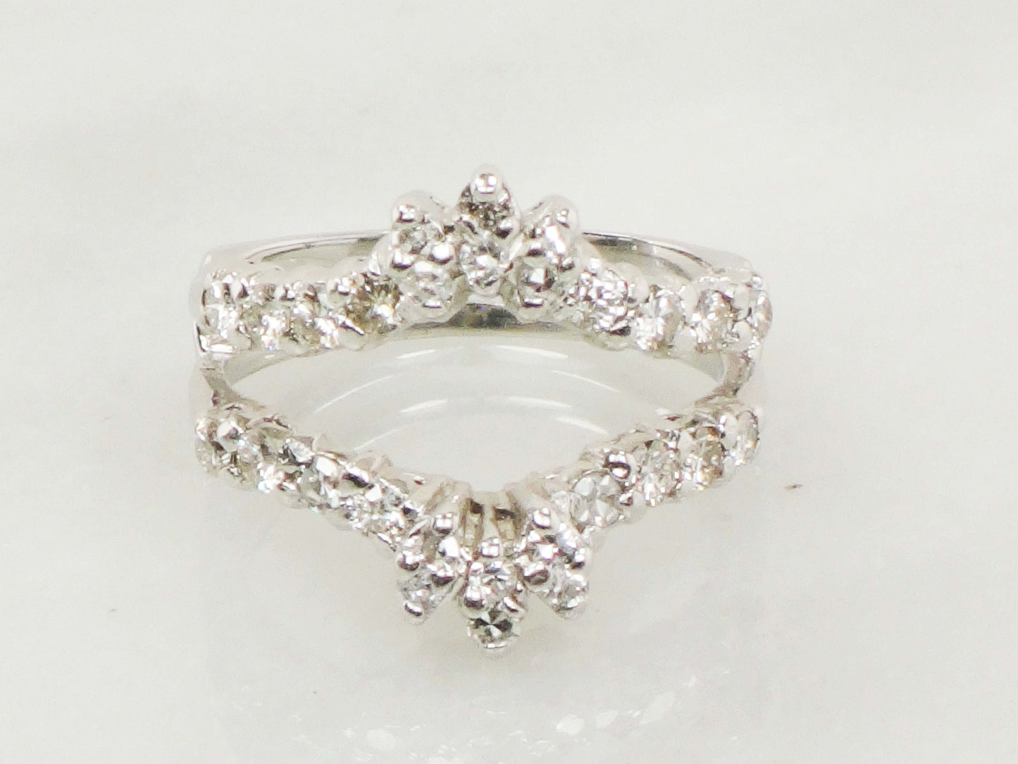 Vintage 14k White Gold Diamond Insert Ring Wedding Band Enhancer (.70 CTS, Size 5.5)