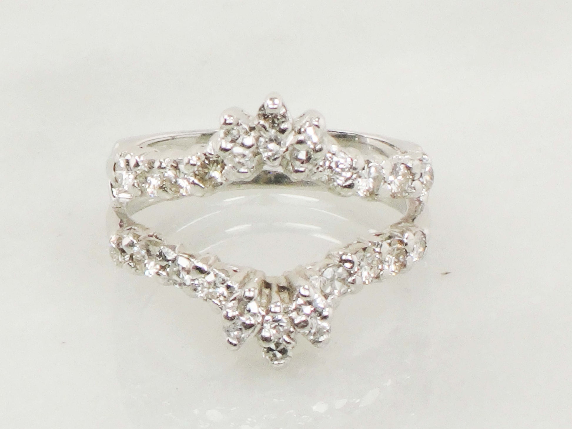 Vintage 14k White Gold Diamond Insert Ring Wedding Band Enhancer (.70 CTS, Size 5.5)