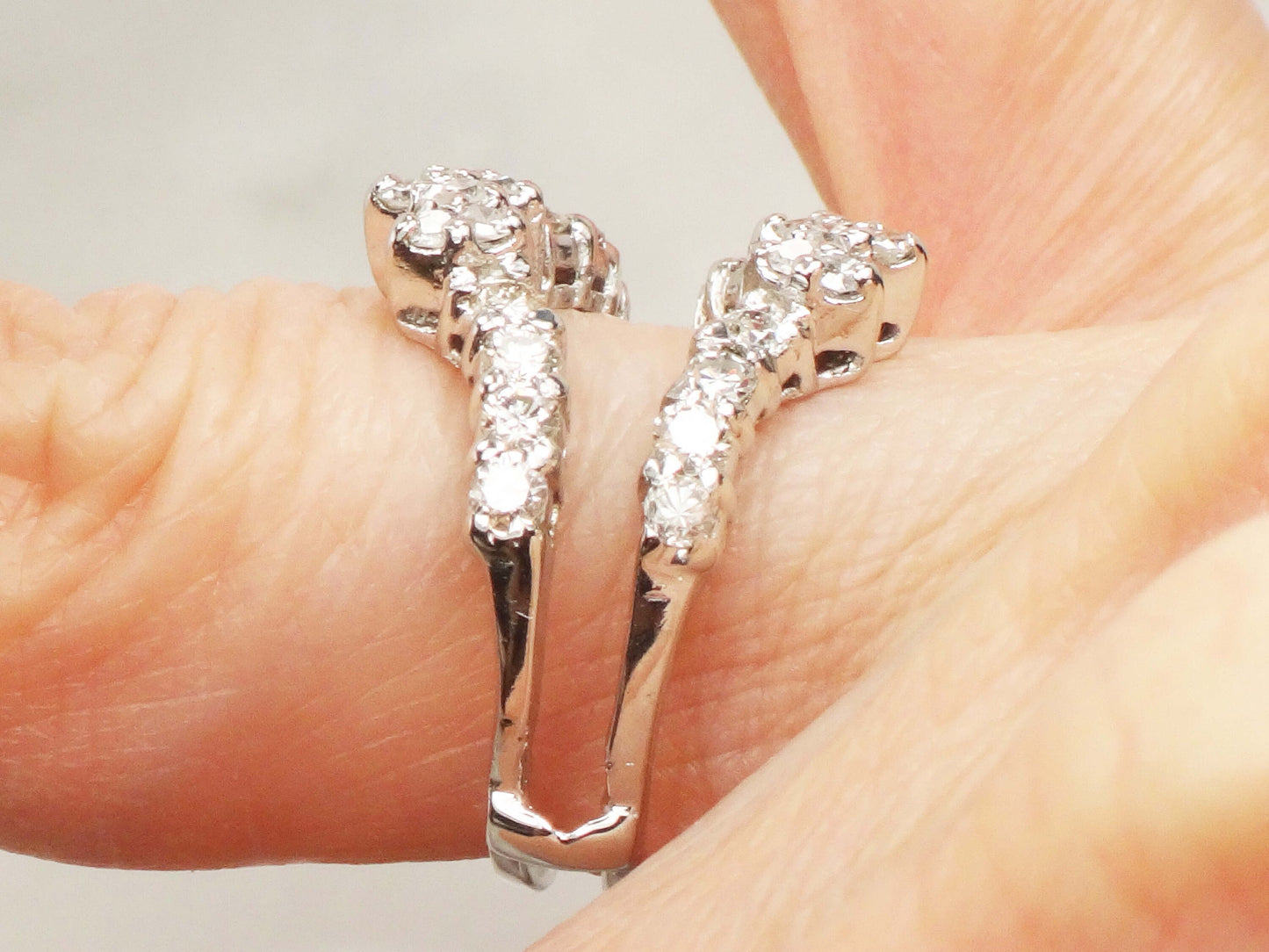 Vintage 14k White Gold Diamond Insert Ring Wedding Band Enhancer (.70 CTS, Size 5.5)